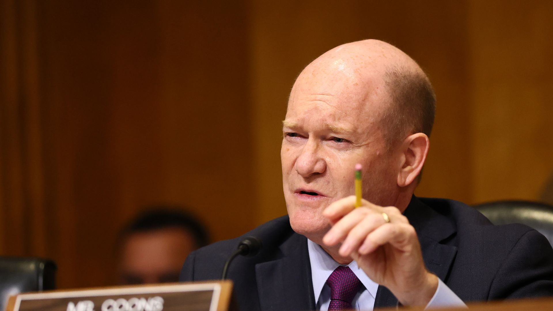 Sen. Chris Coons speaks during a Capitol Hill hearing onJuly 15. 