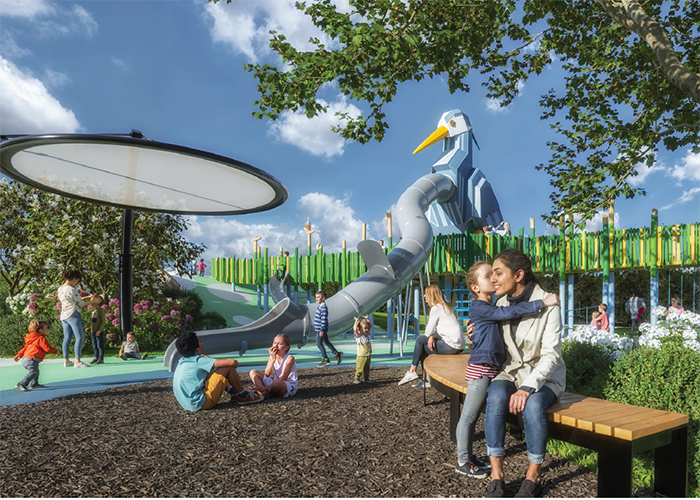 a slide that looks like a heron 