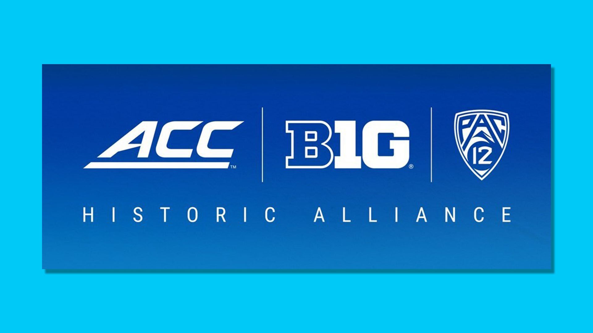 Logos of the ACC, Big 10, and Pac-12