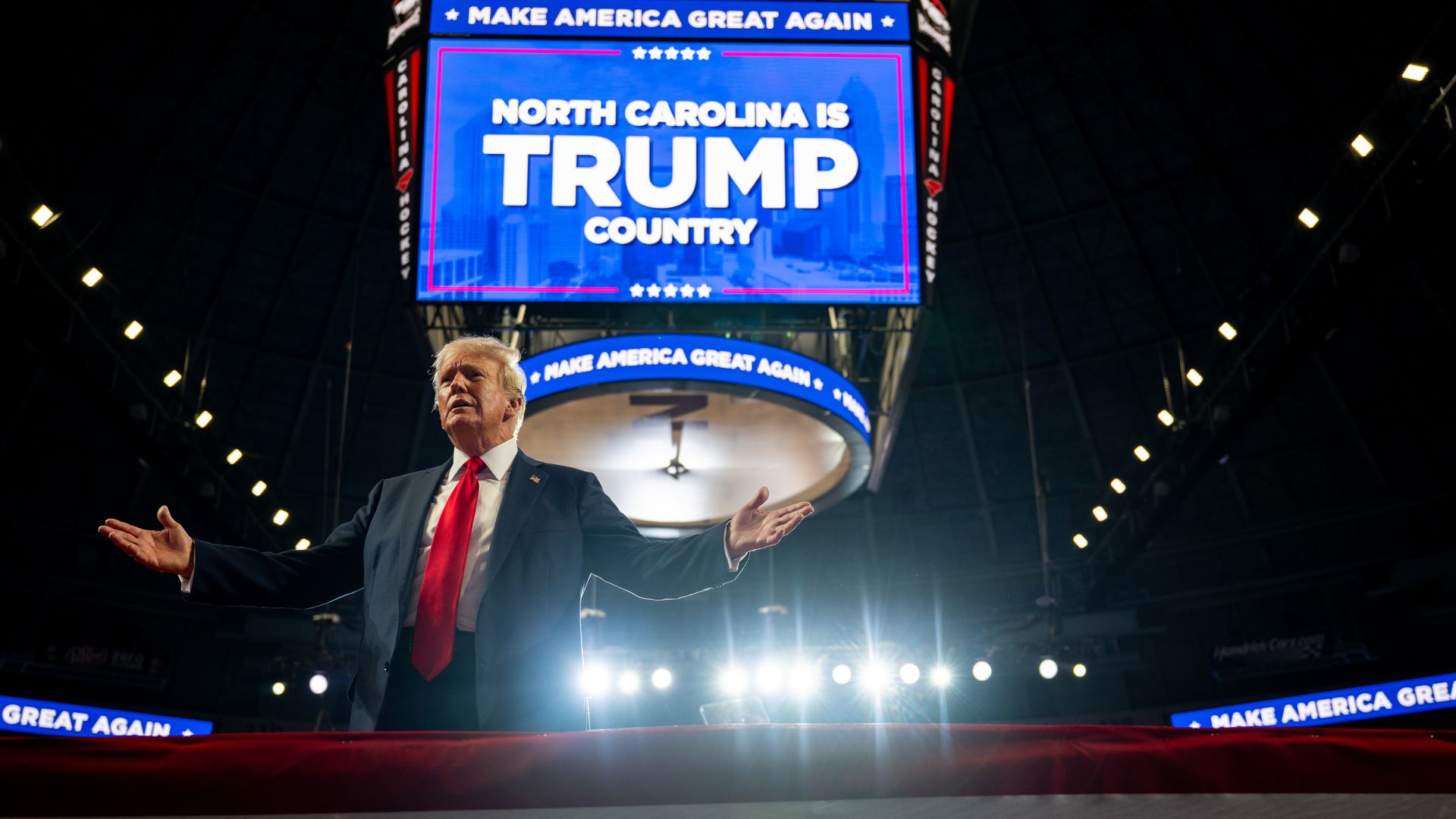 Trump speaks on stage