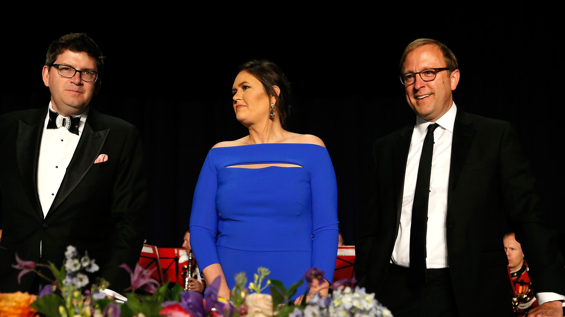 White House Correspondent Board members Oliver Knox and Johathan Kark speak with Sarah Huckabee Sanders