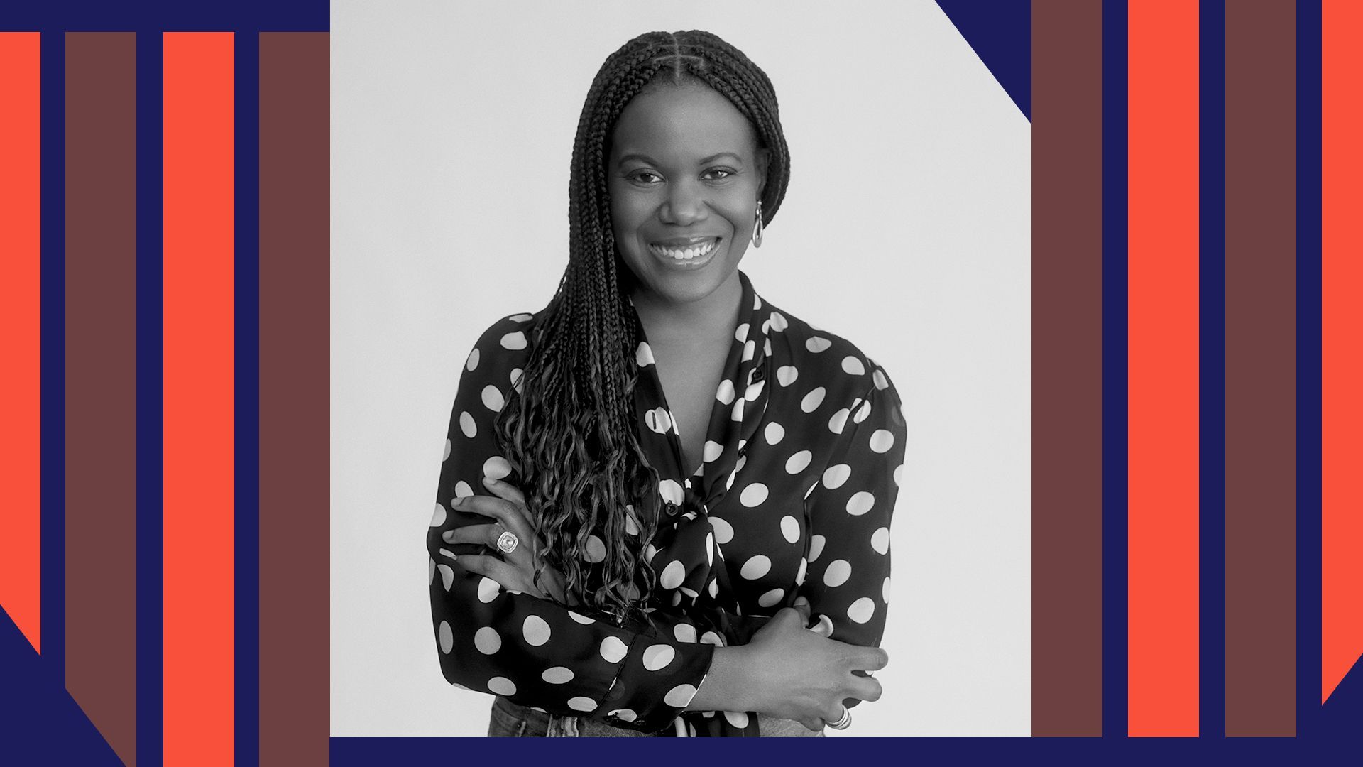 Photo illustration of Deidrea Miller and graphic shapes.