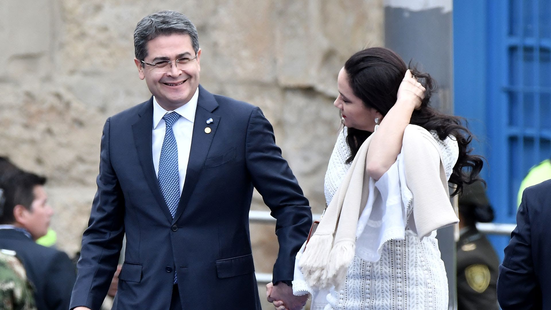President Juan Orlando Hernández of Honduras and his wife, Ana García, in Bogotá, Colombia, in 2018