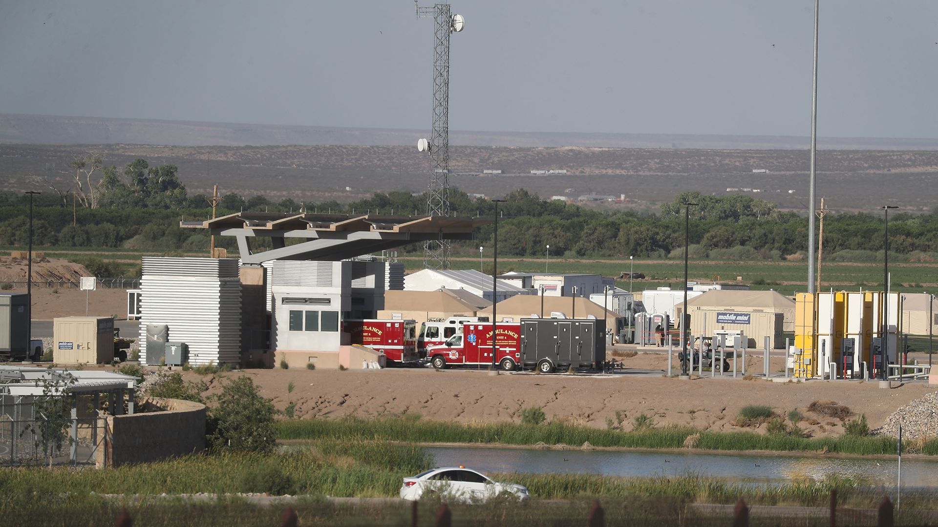 A tent encampment being built near the Tornillo Port of Entry in June in Tornillo, Texas.Photo: Joe Raedle/Getty Images