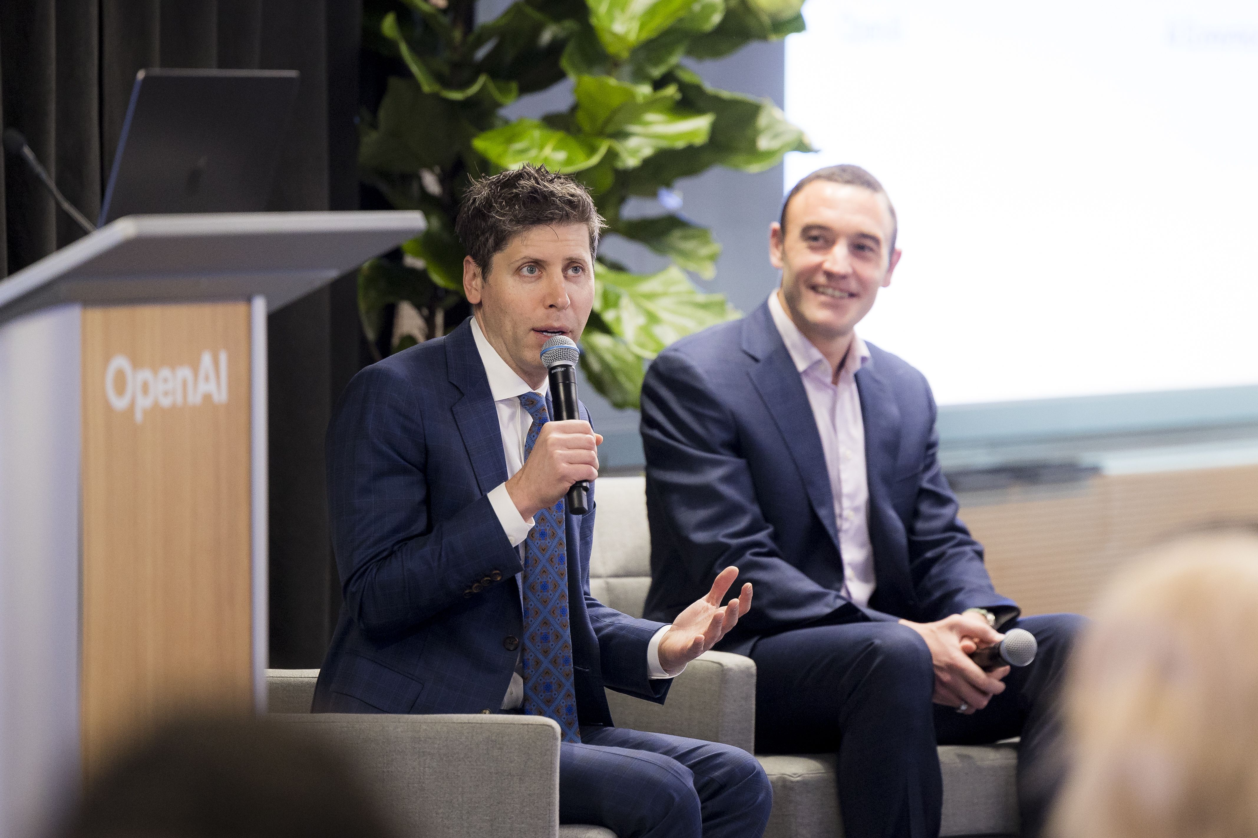 Axios CEO Sam Altman in Washington yesterday with chief product officer Kevin Weil. Photo: OpenAI