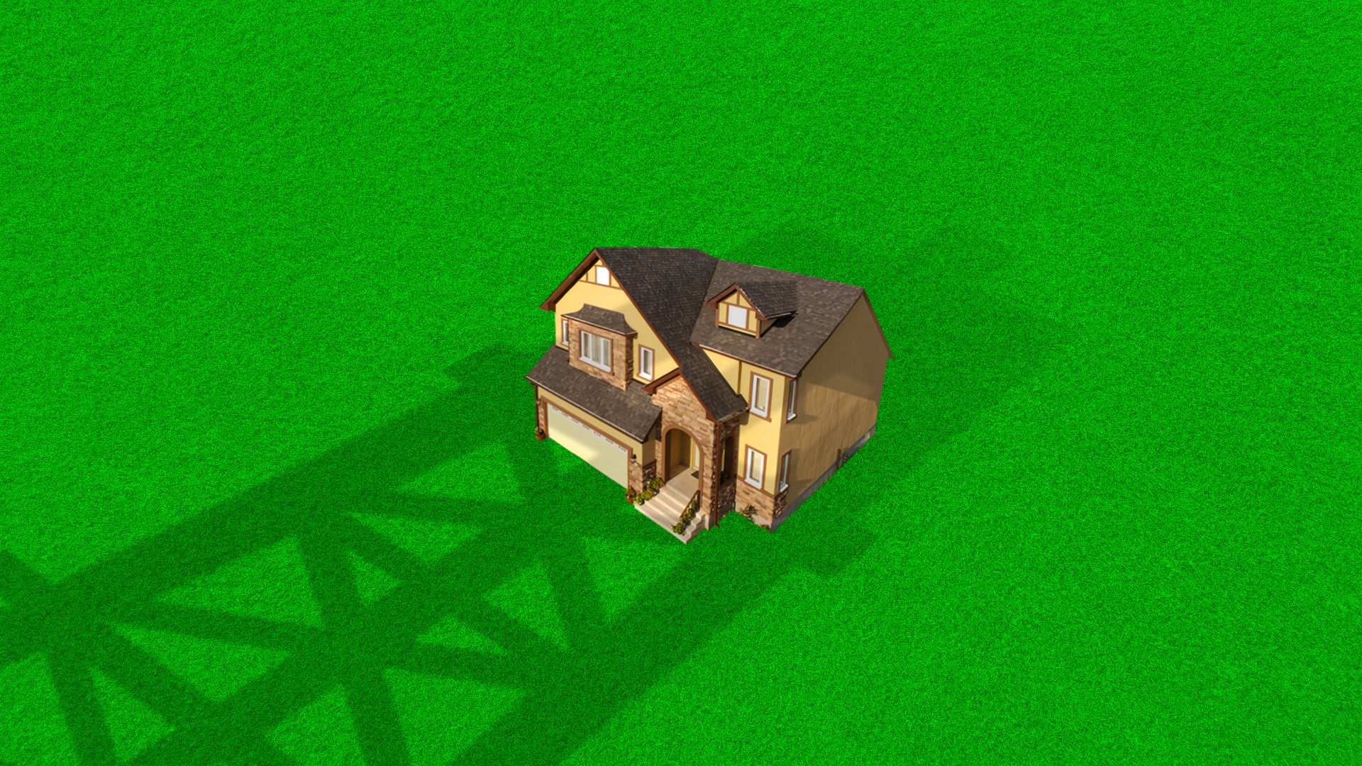 A house sitting in the shadow of an oil well