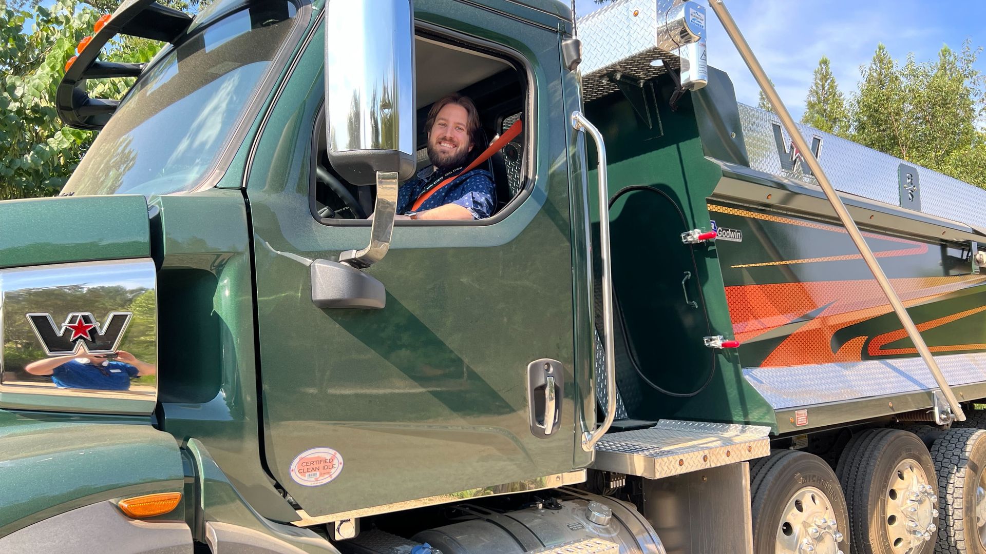 Axios Pro supply chain deals reporter Colin Campbell got behind the wheel of a Western Star vocational truck in Cleveland, North Carolina, on Tuesday, July 8, 2025..