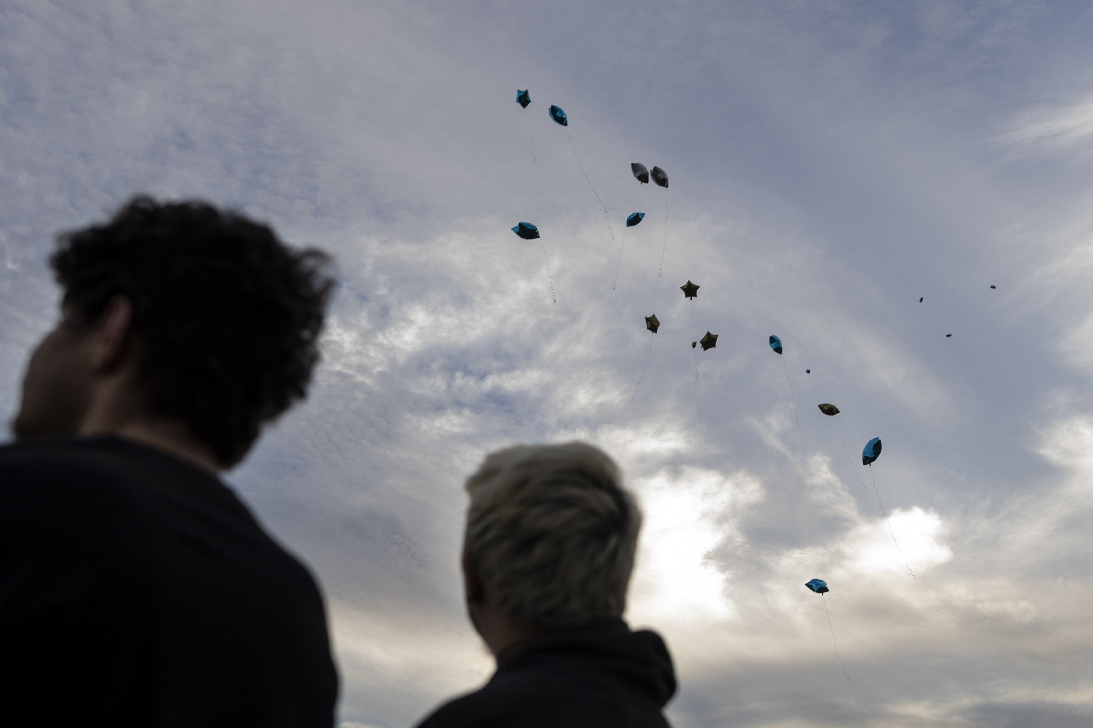 Balloons are released during a vigil for the victims of the Apalachee High School shooting at Jug Tavern Park in Winder, Georgia, on September 4.