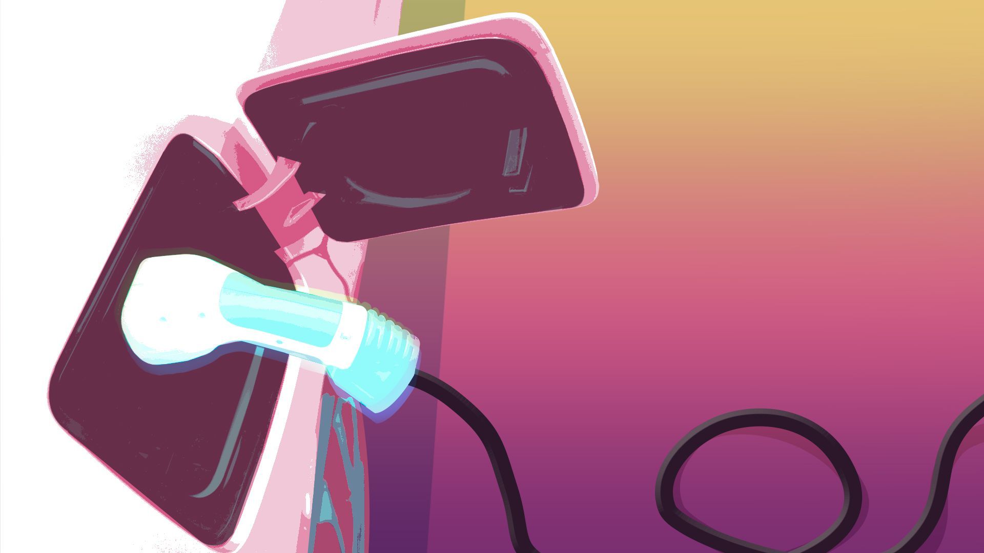 Illustration of a EV charger in a car