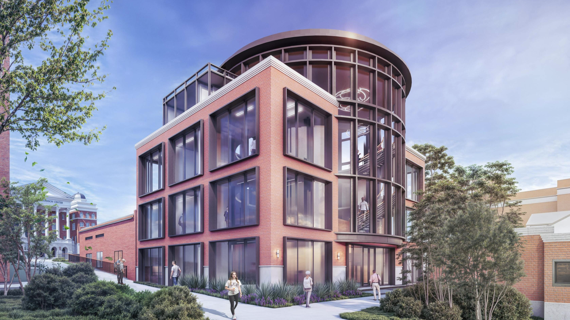 A rendering showing a four-story building on Belmont University's campus.