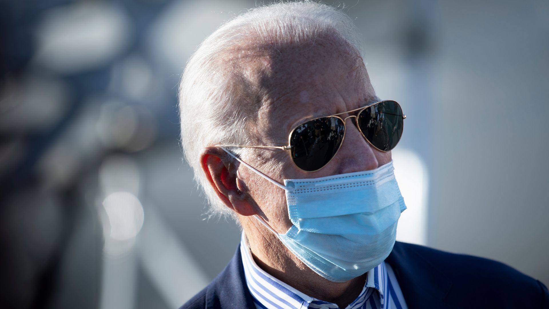 Joe Biden boarding his campaign plane at an airport in New Castle, Delaware, on Oct. 8.