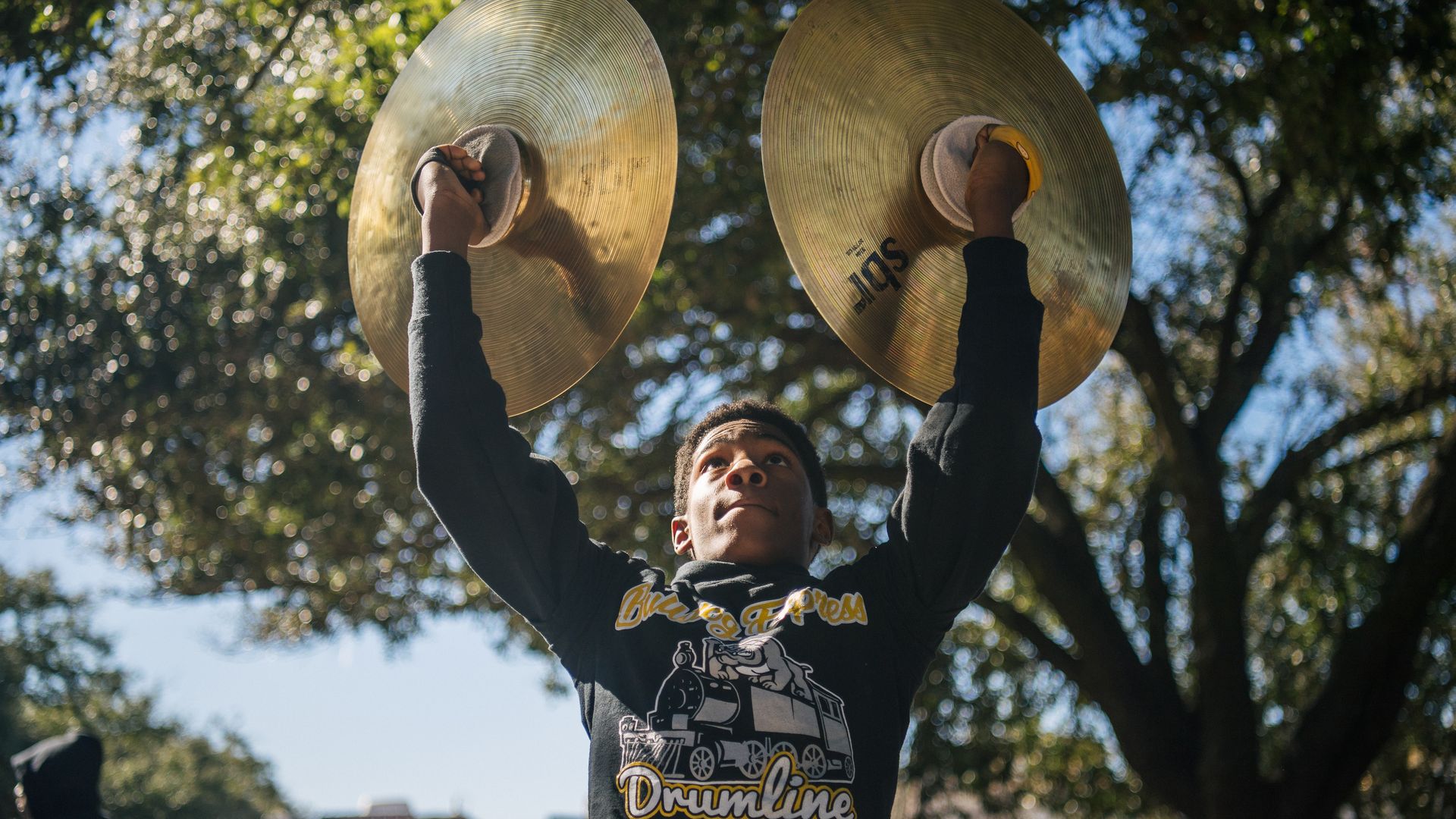 A child practices before performing in the 28th Annual Martin Luther King Jr. Grande Parade