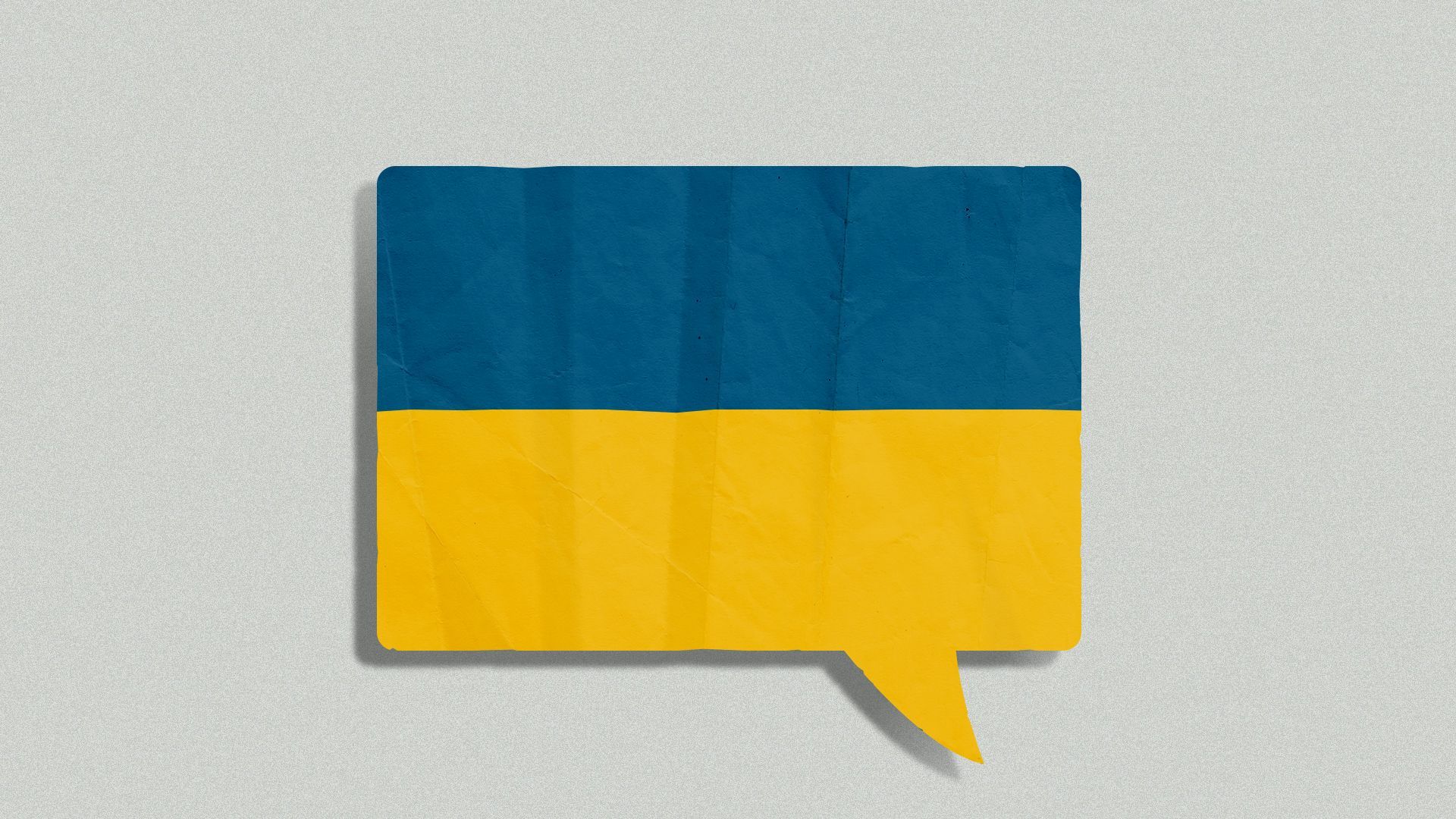Illustration of the Ukrainian flag in the shape of a thought bubble
