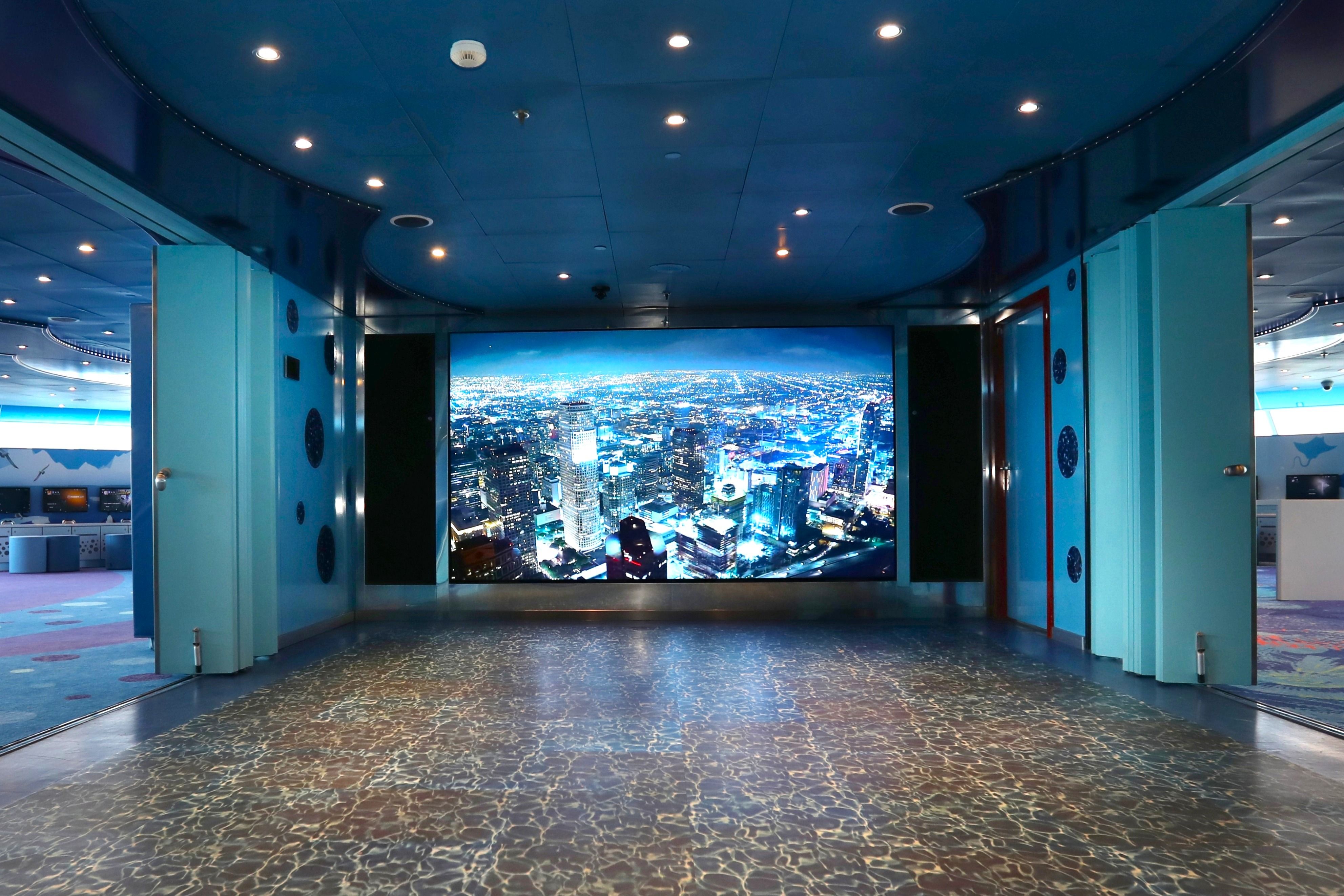 Image shows an LED wall in the kids club area of Carnival Valor