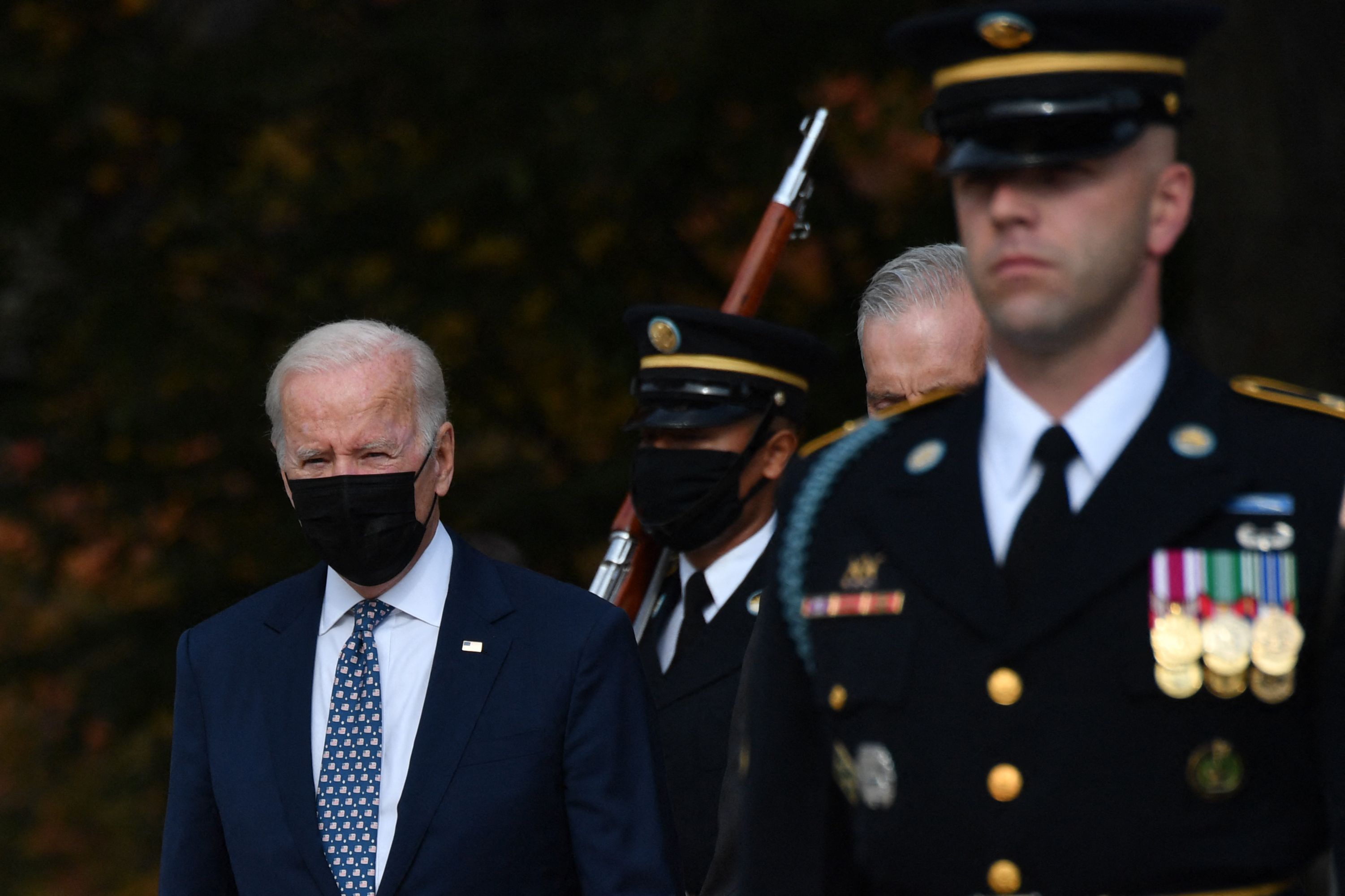 Biden at the 100th anniversary of the Tomb of the Unknown Soldier on Nov. 11.