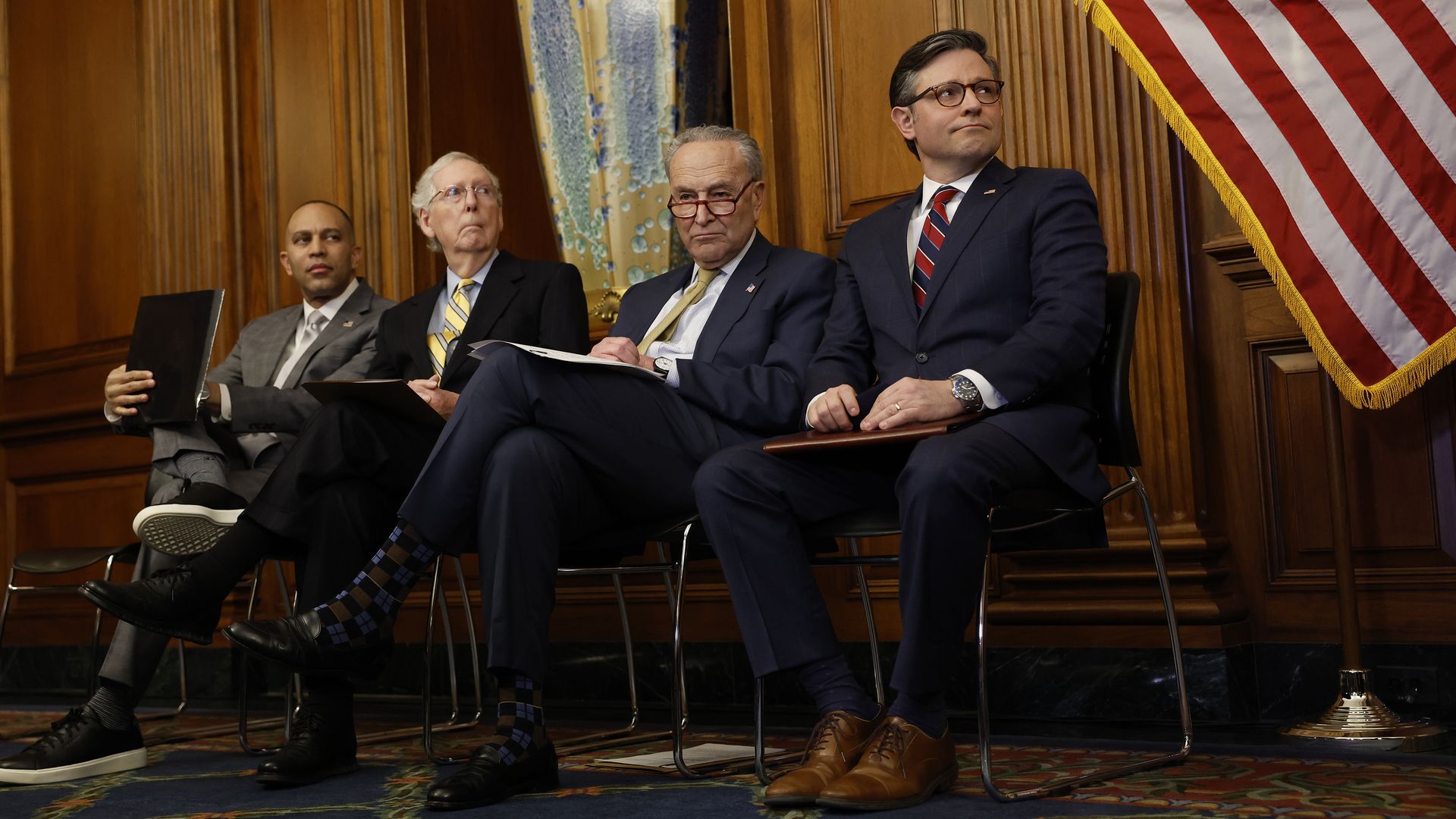 Hakeem Jeffries, Mitch McConnell, Chuck Schumer and Mike Johnson.