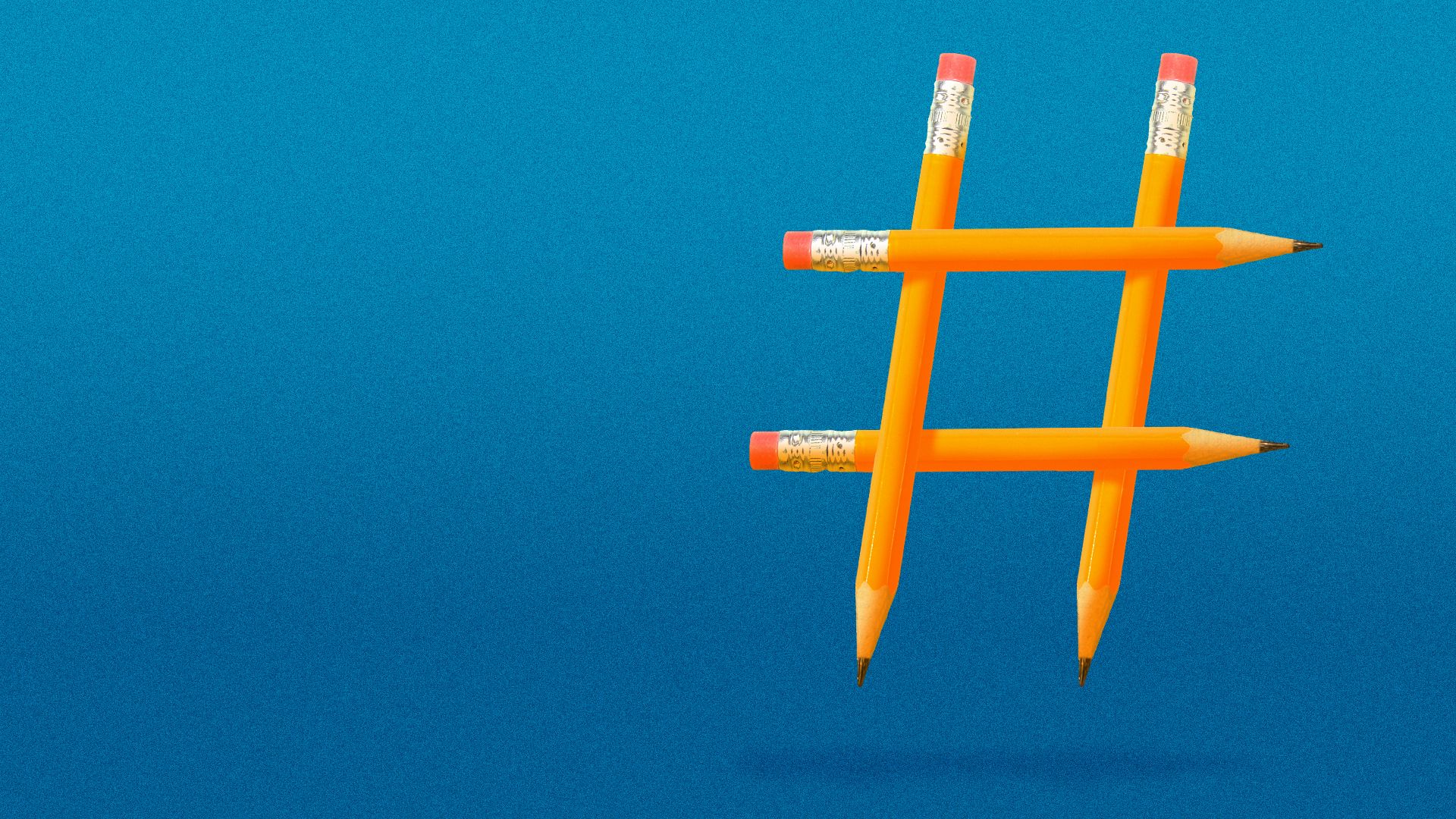 Illustration of a number sign made out of pencils.