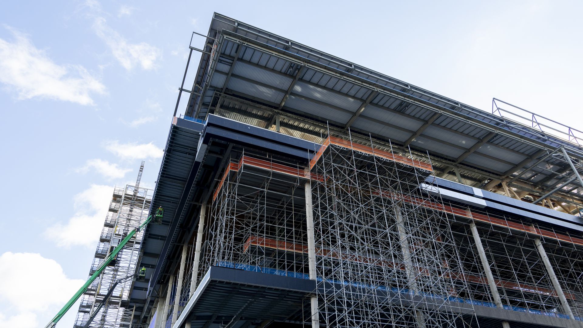 The new Nissan Stadium under construction last year.