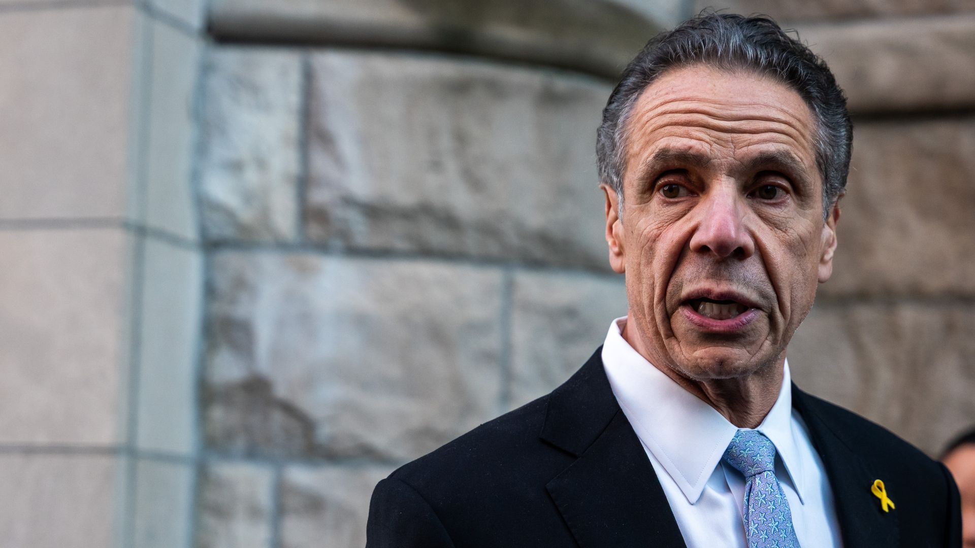  Former New York Gov. Andrew Cuomo speaks outside the West Side Institutional Synagogue on April 1, 2025, in New York City.