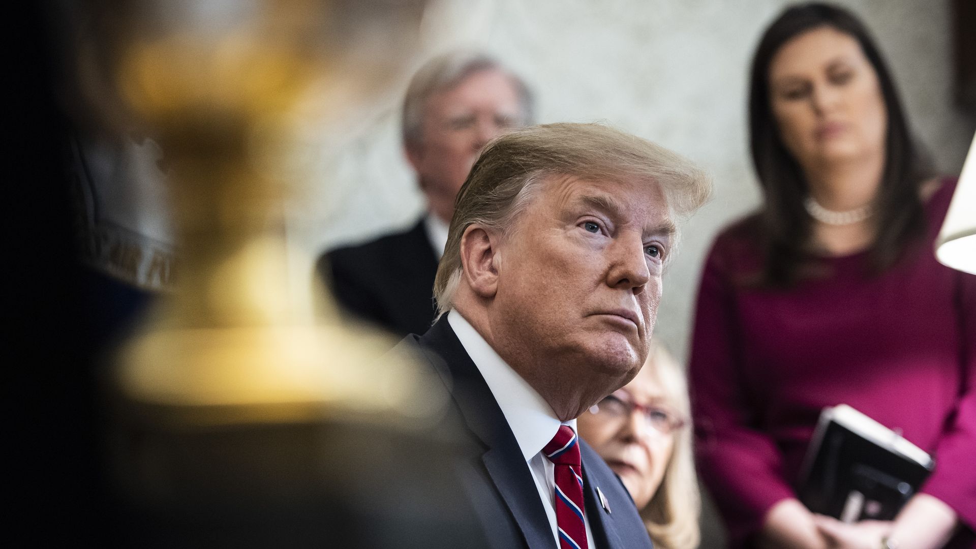 President Trump in the Oval Office during a meeting with Brazilian President Jair Bolsonaro.