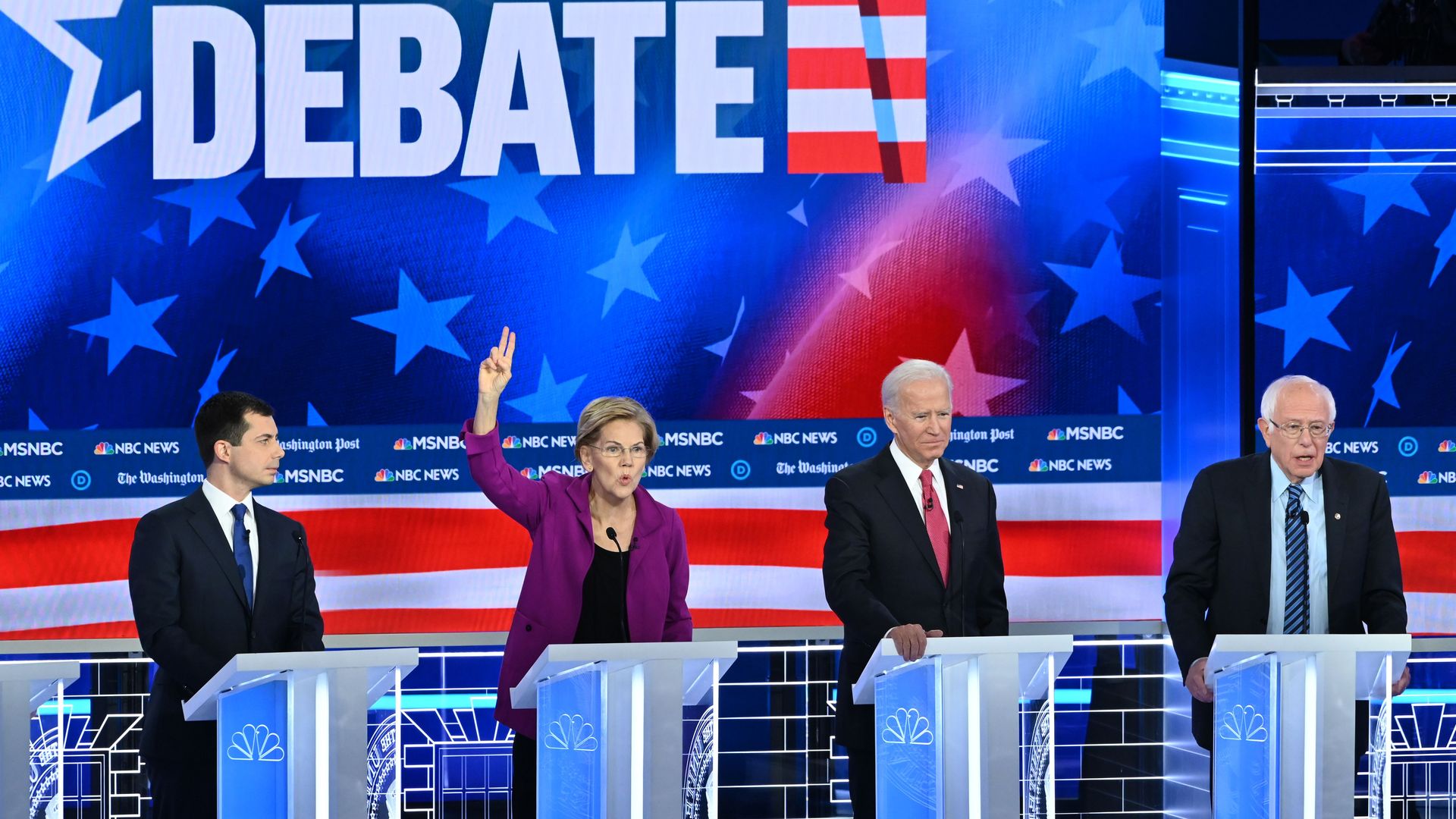 Pete Buttigieg, Elizabeth Warren, Joe Biden, Bernie Sanders