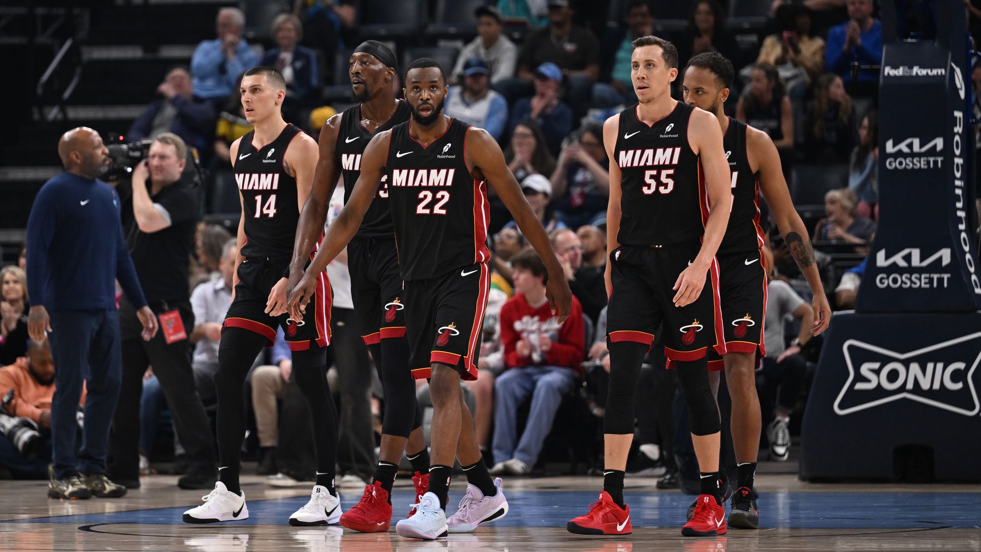 The Miami Heat players during a game.