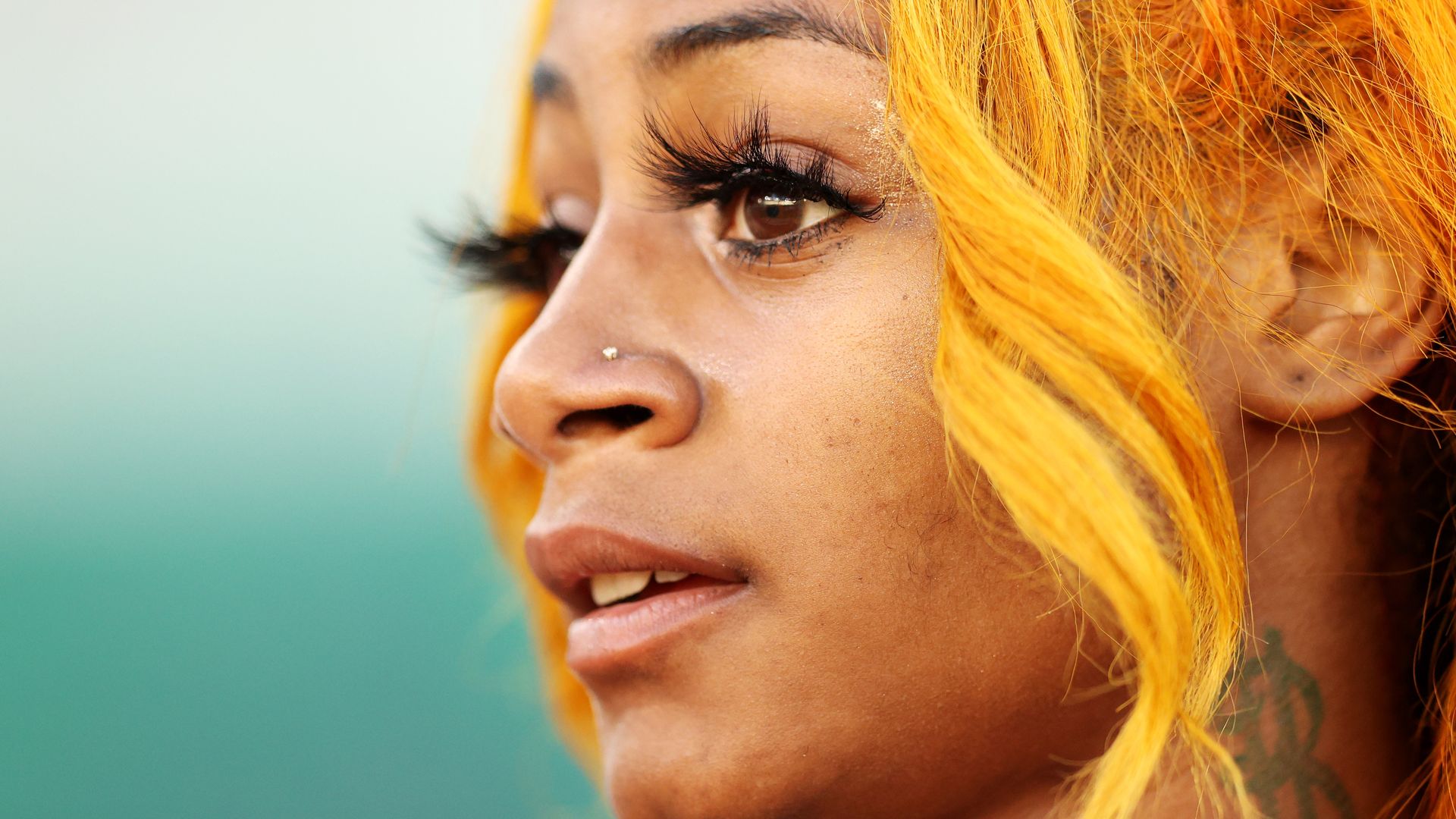 Closeup picture of Sha'Carri Richardson's face