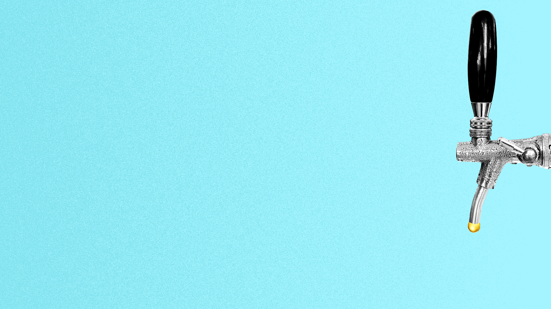 Illustration of a beer tap dripping droplets of beer. 