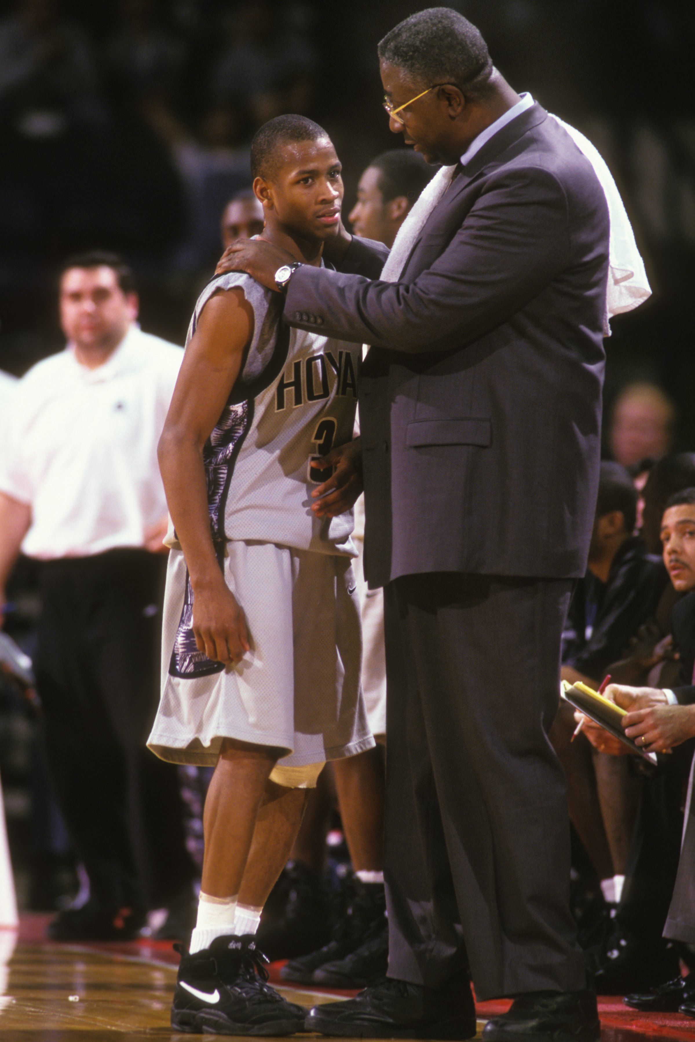 John Thompson hugging Allen Iverson