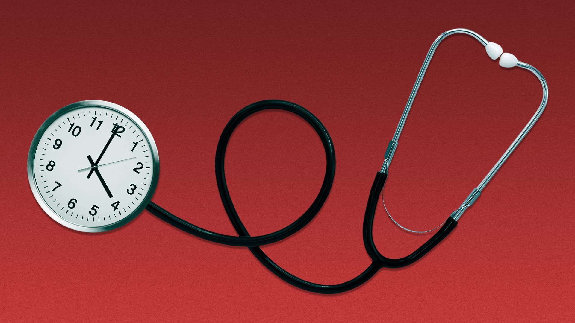 Illustration of a stethoscope with a clock attached.