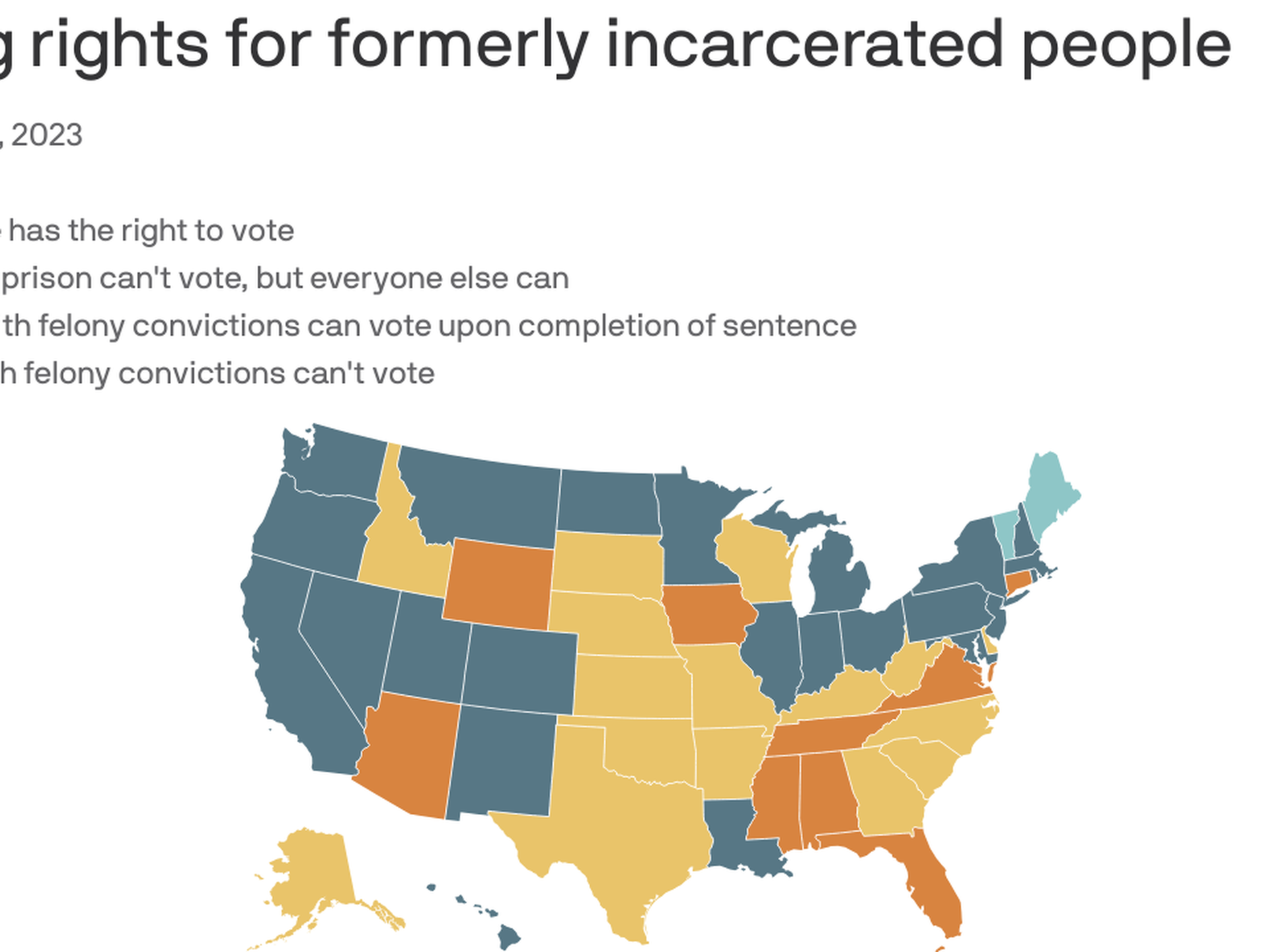 Where felons can and can&rsquo;t vote, mapped