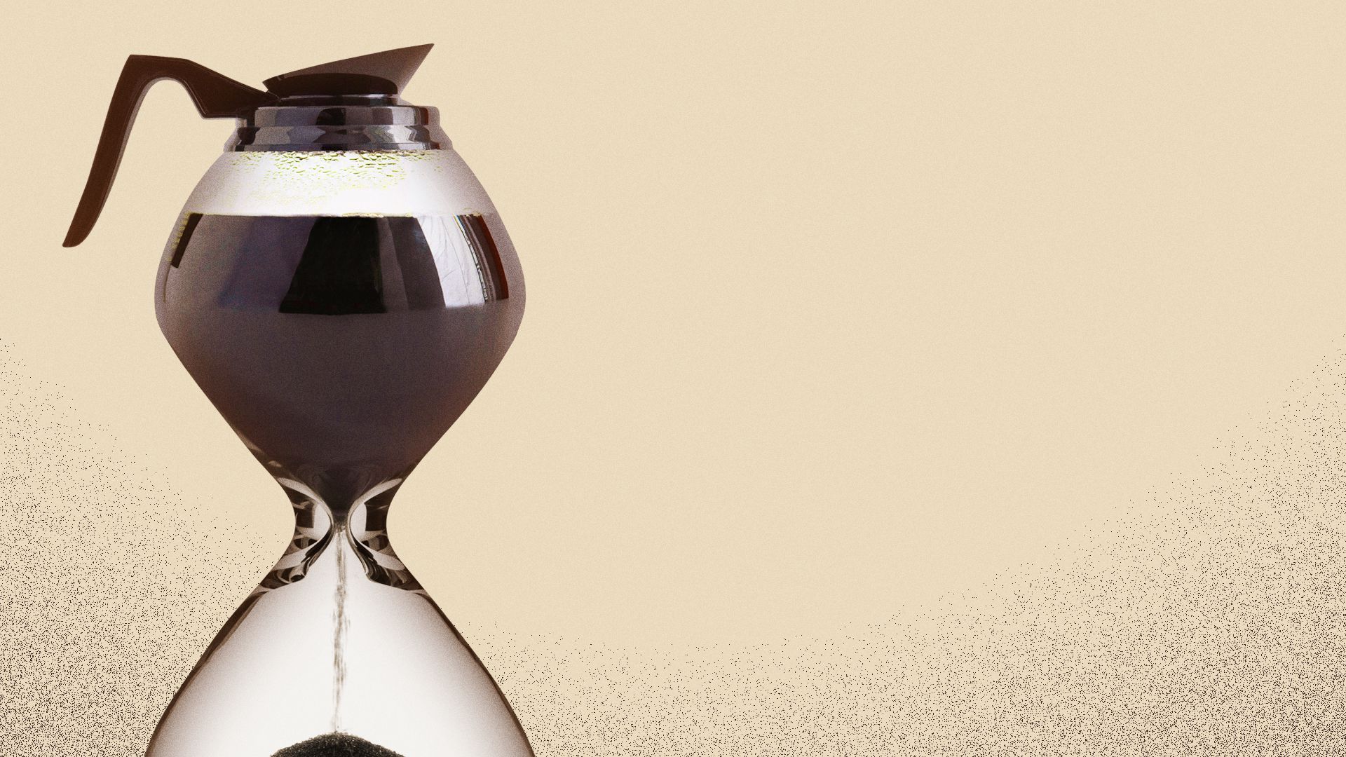 Illustration of a coffee pot that's also an hourglass. 