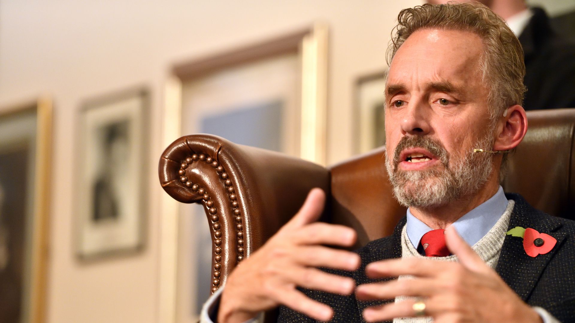 An image of Jordan Peterson sitting in a chair