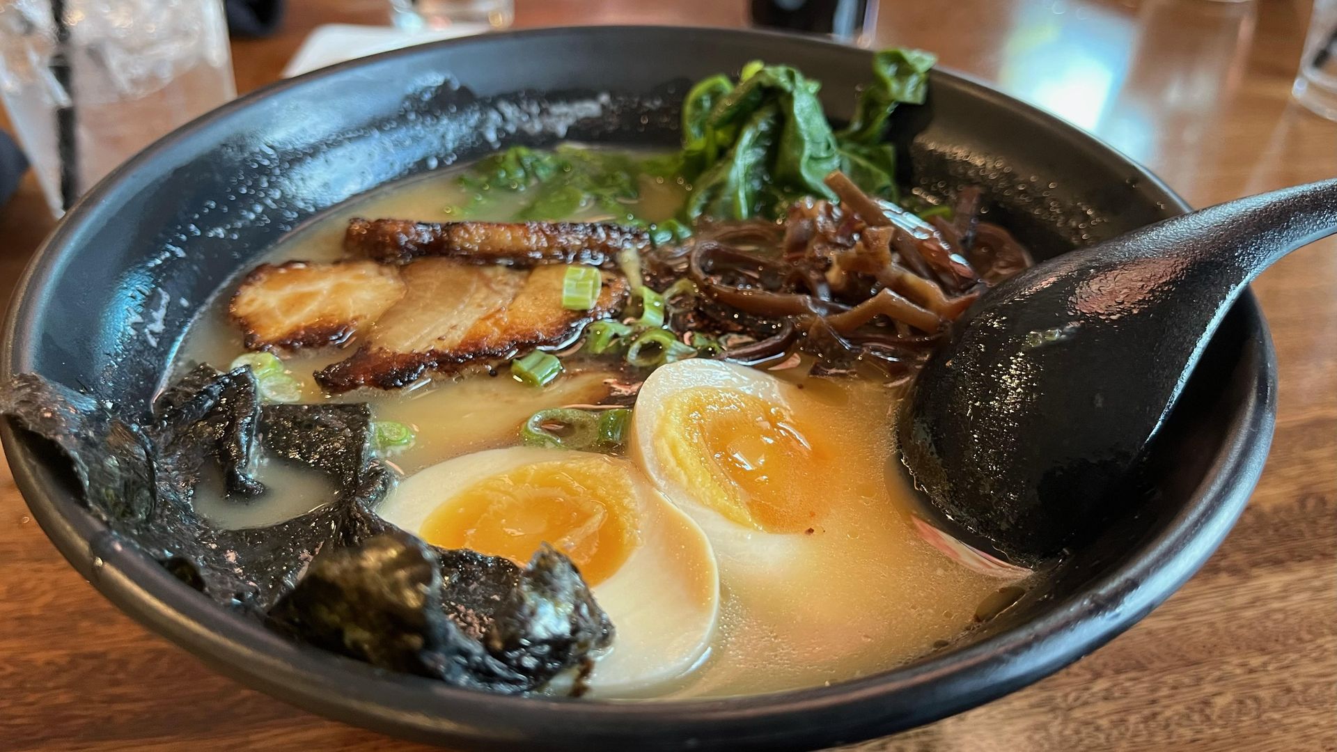 A photo of Black garlic tonkotsu ramen.