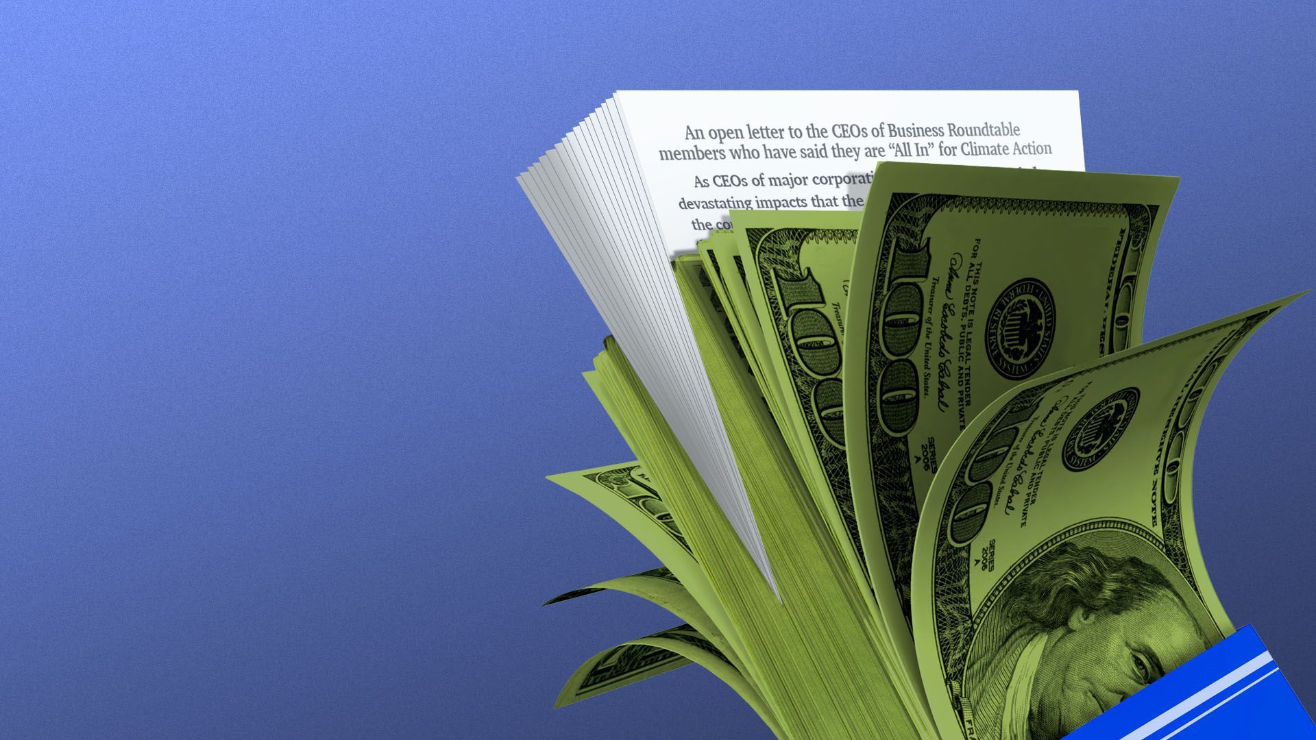 Illustration of a document and money.
