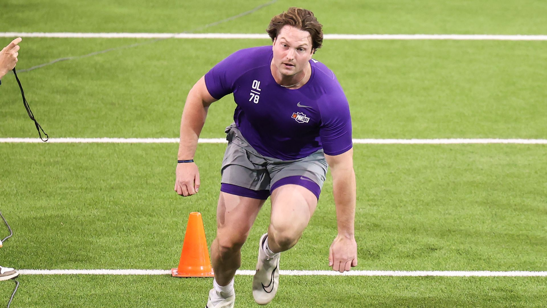 Blake Miller in action at Clemson's pro day in March.