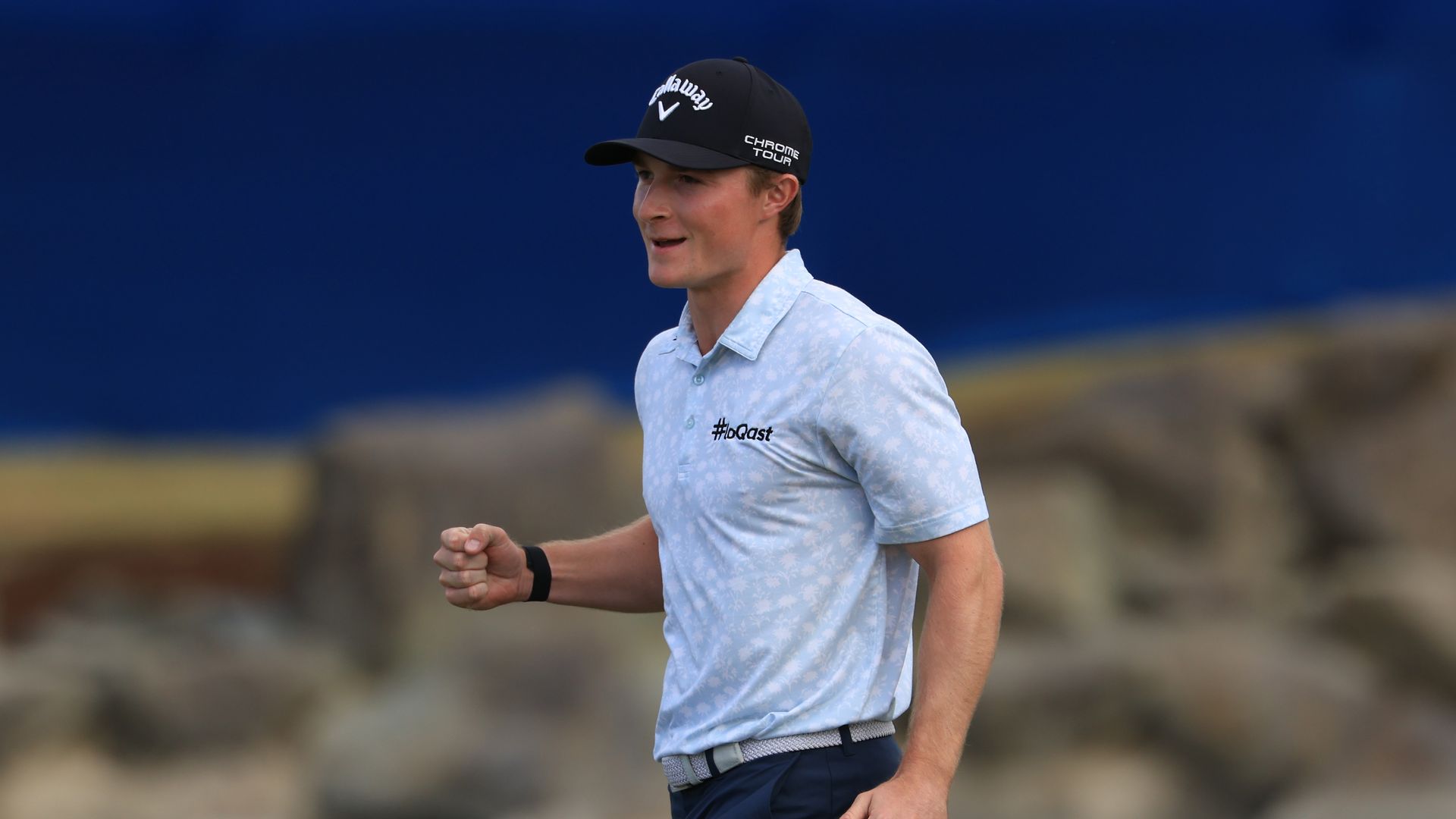 Blades Brown of the United States reacts on the 18th green during the third round of The American Express 2026 at Nicklaus Tournament Course on January 24, 2026 in La Quinta, California.
