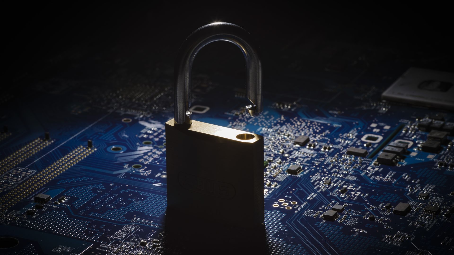 Lock in shadows above a blue chip