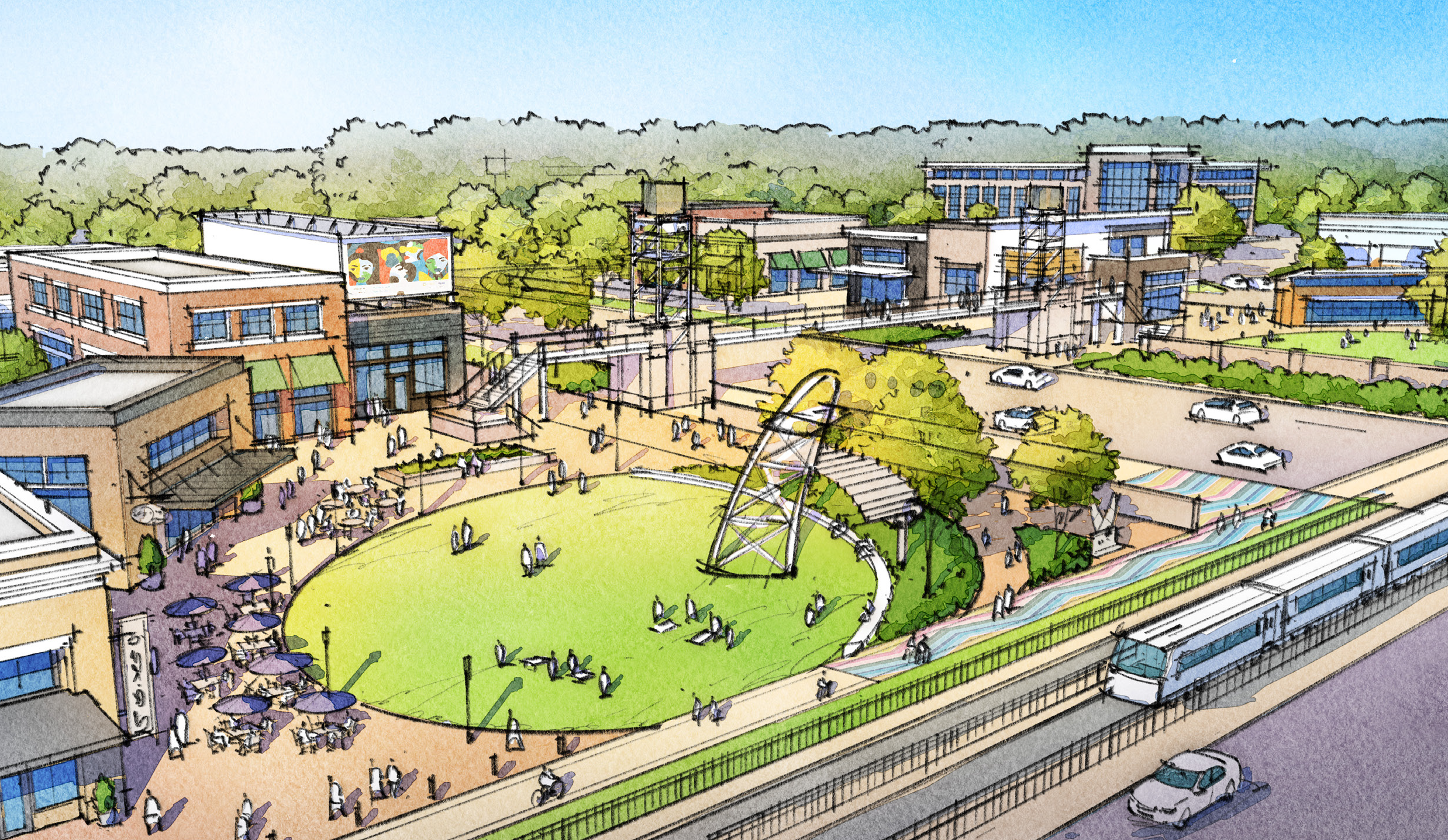 Crosland Southeast proposed plan for Charlotte Douglas International Airport's new Destination District. 