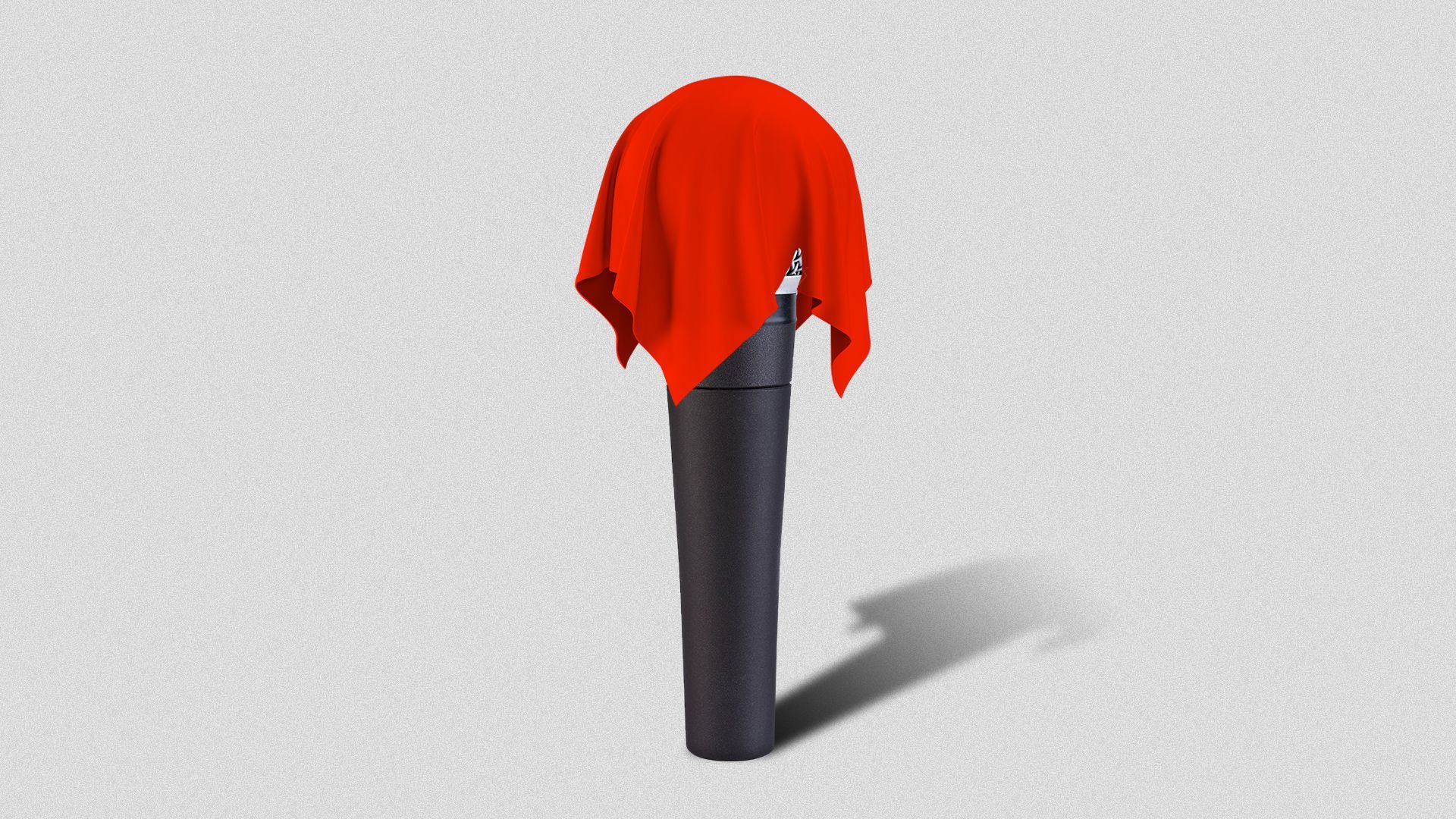 Illustration of a microphone with a cloth covering.