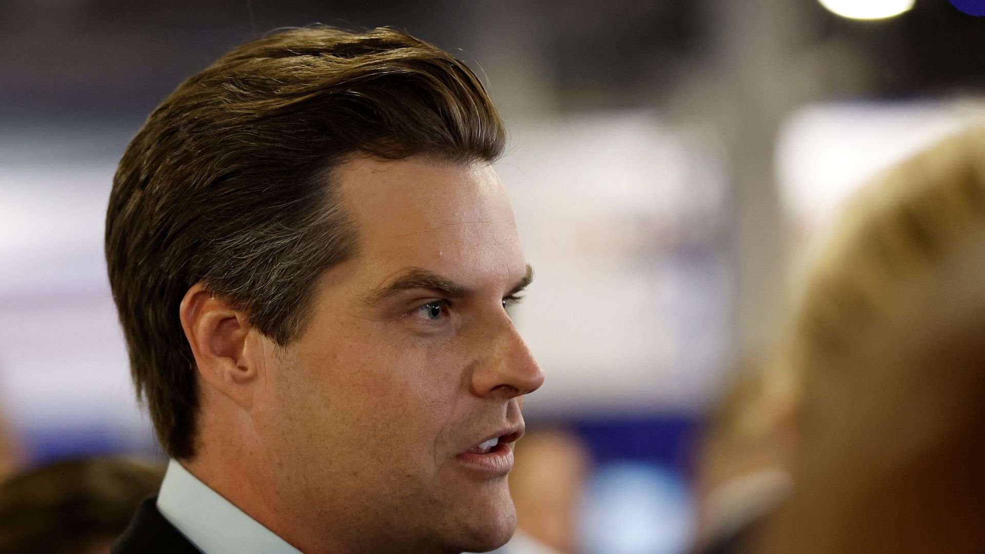 US Representative Matt Gaetz (R-FL) is seen in the Spin Room following the first Republican Presidential primary debate at the Fiserv Forum in Milwaukee, Wisconsin, on August 23, 2023. (Photo by KAMIL KRZACZYNSKI / AFP) (Photo by KAMIL KRZACZYNSKI/AFP via Getty Images)