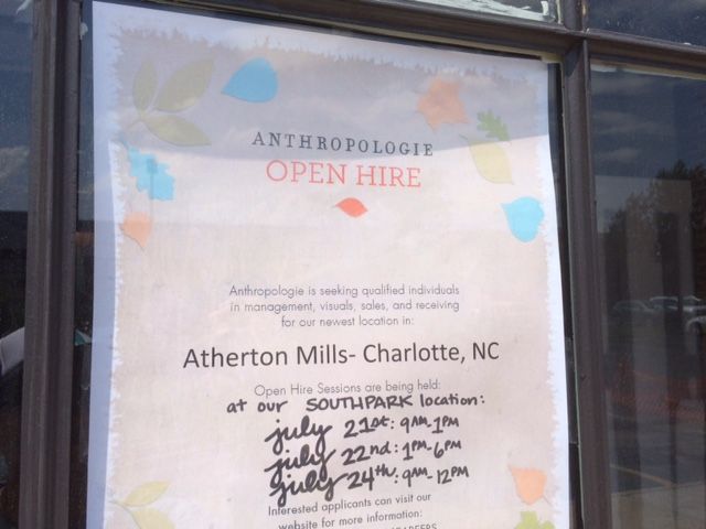 anthropologie jobs charlotte
