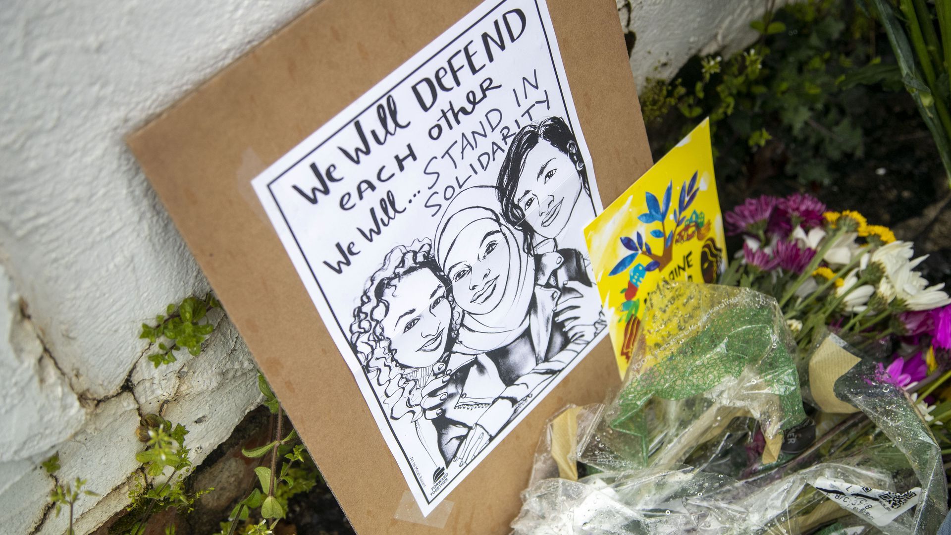 A makeshift memorial outside the Gold Spa in Atlanta honors victims of this week's shootings.