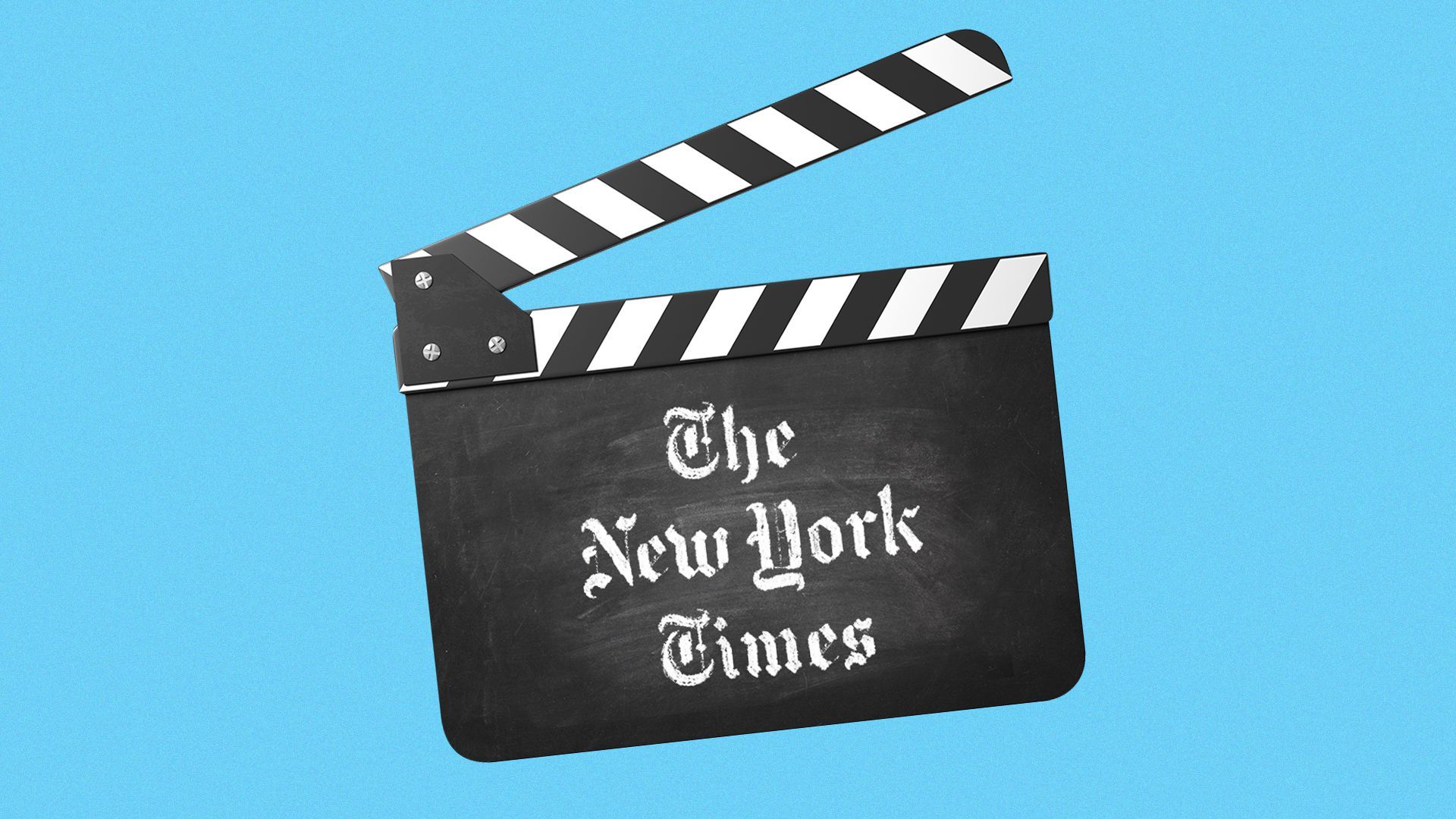Illustration of "The New York Times" logo written in chalk on a film clapperboard.