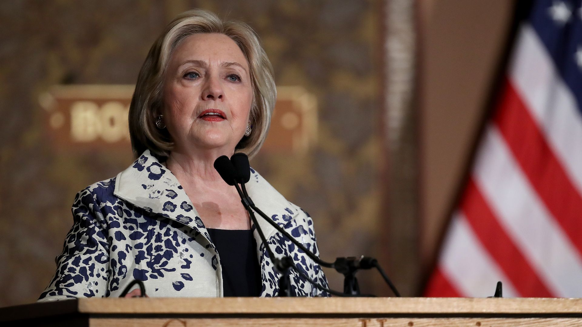 Former U.S. Secretary of State Hillary Clinton speaks at Georgetown University September 27