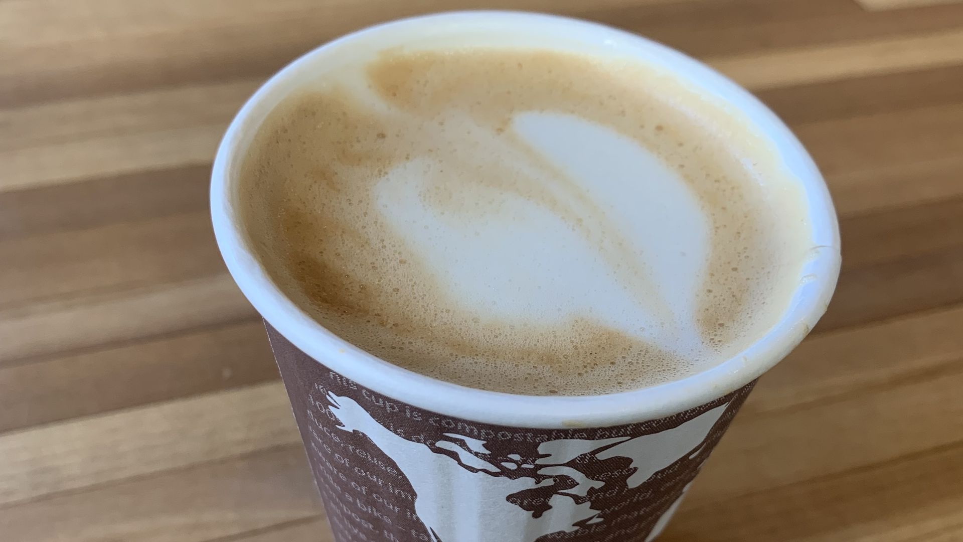 cup of coffee with milk and cream in a pattern on top