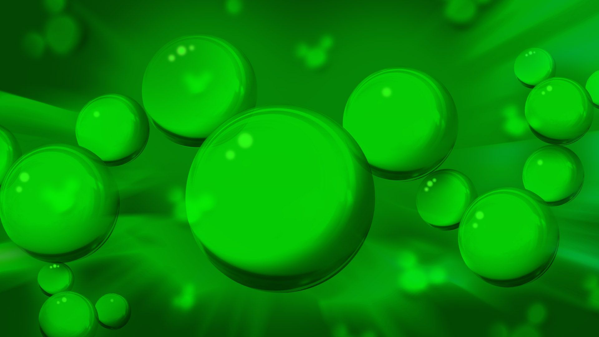 Illustration of cell-like spheres creating a mouse head shape scattered throughout a field with light streaks