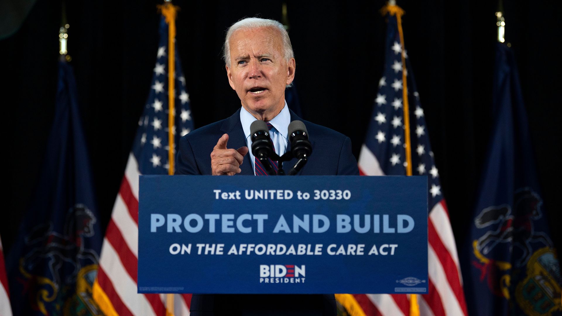 Joe Biden speaks at an event about affordable health care. 