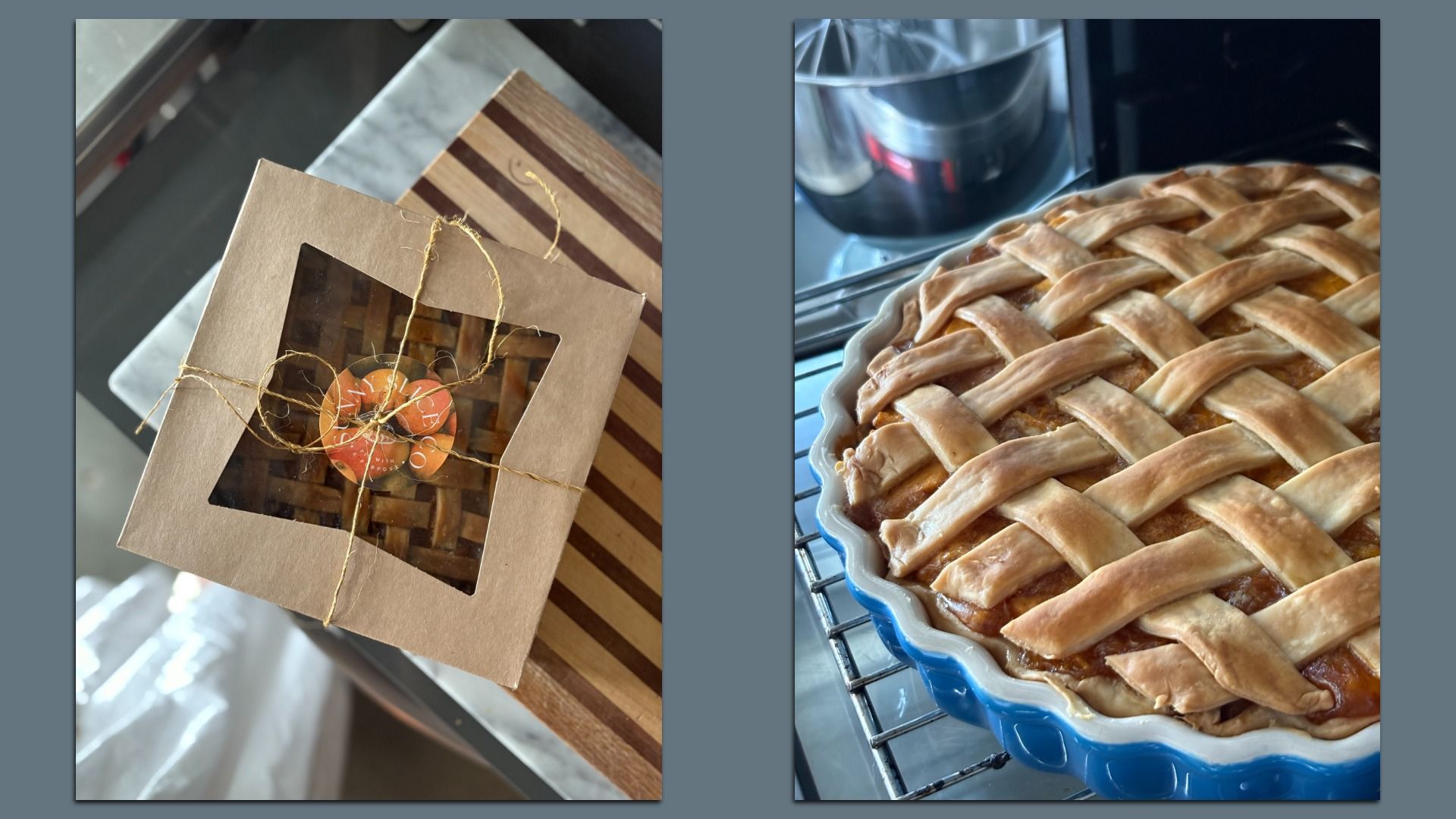 Two images of mango pies.