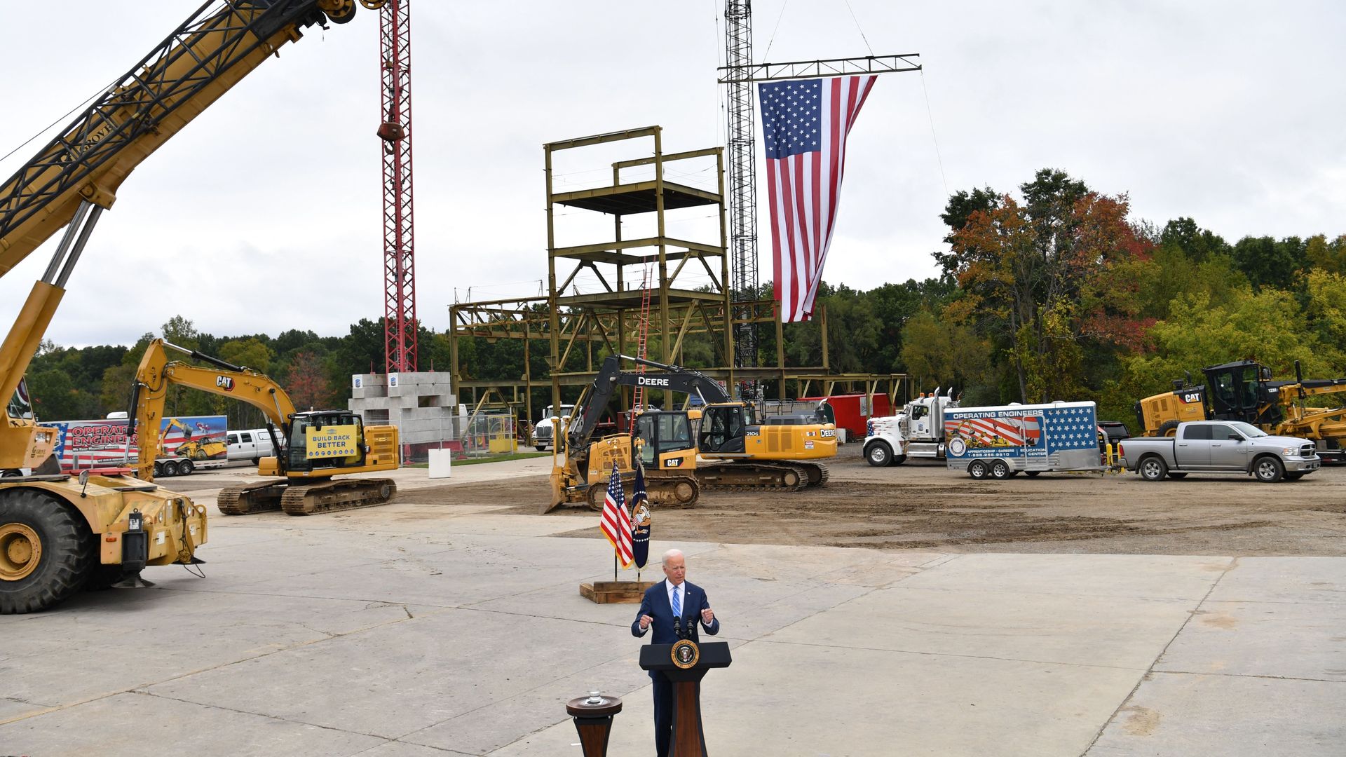 Biden speaking in front of construction site